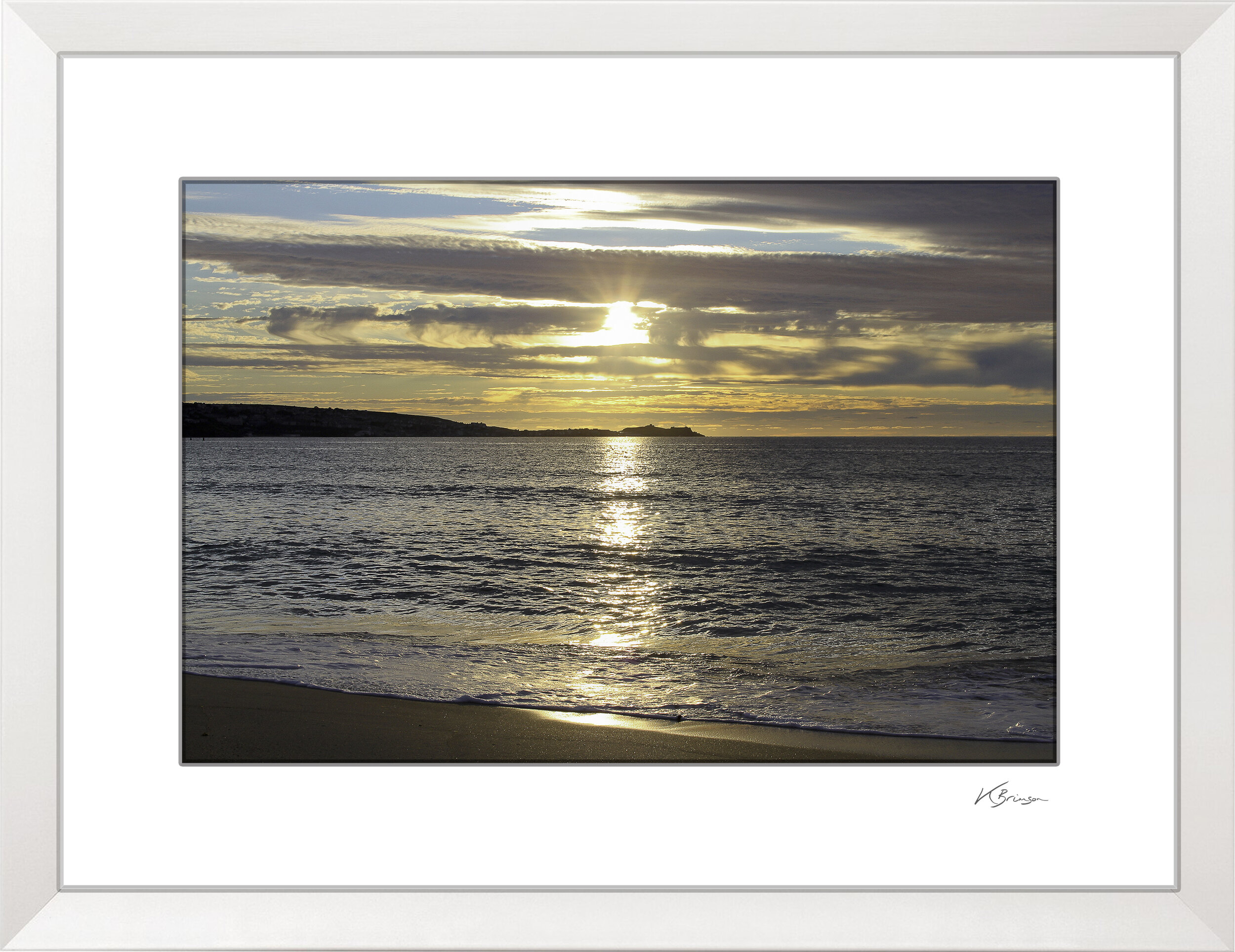 Hayle Sunset White Wood Frame