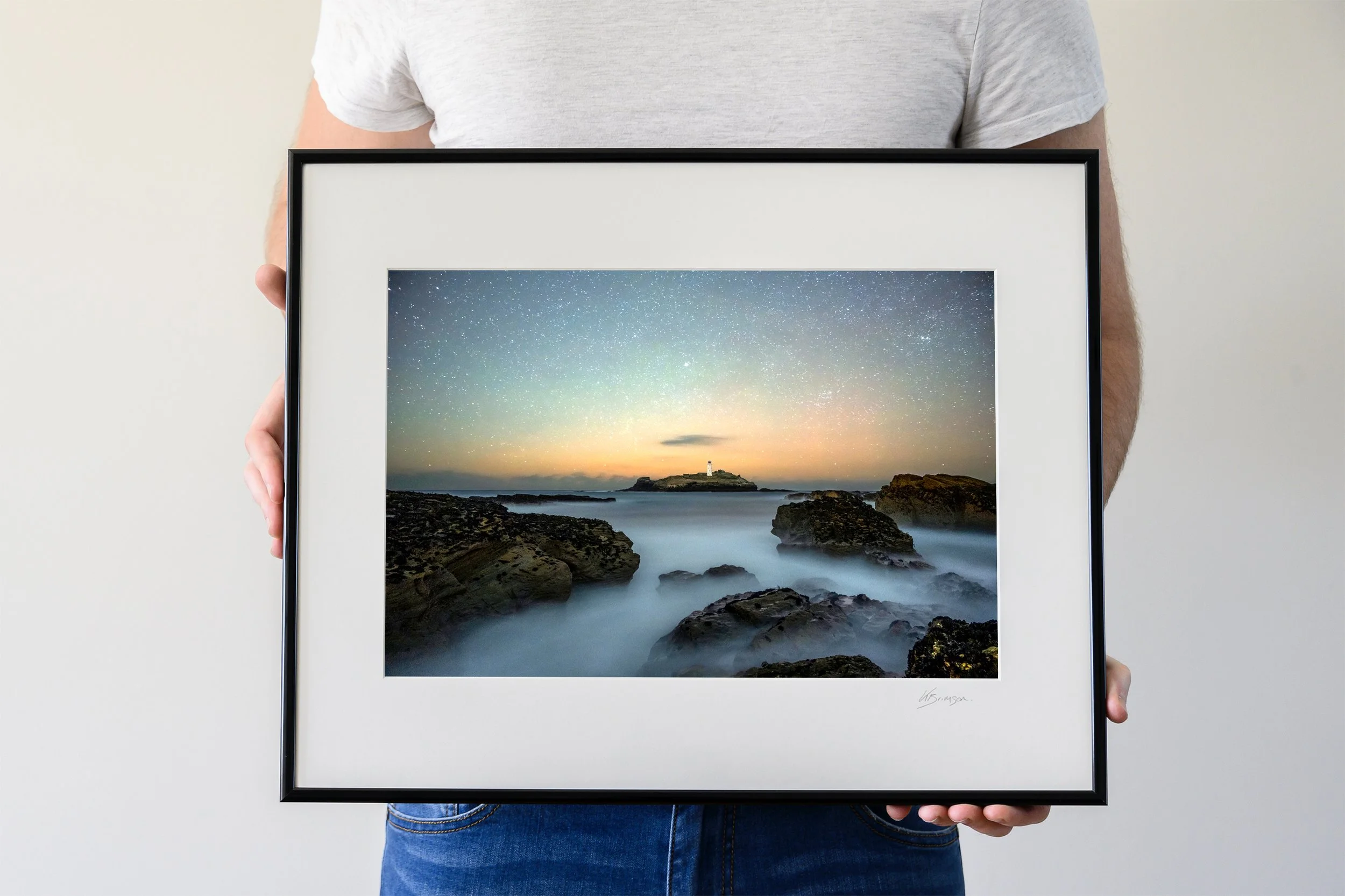 Godrevy Misty Midnight Seas Black Frame
