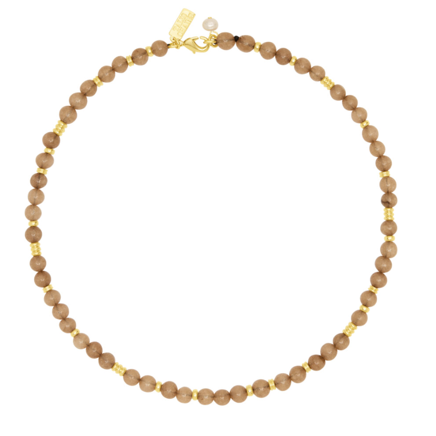 Talis Chain Jaipur Bead necklace - Smokey Quartz