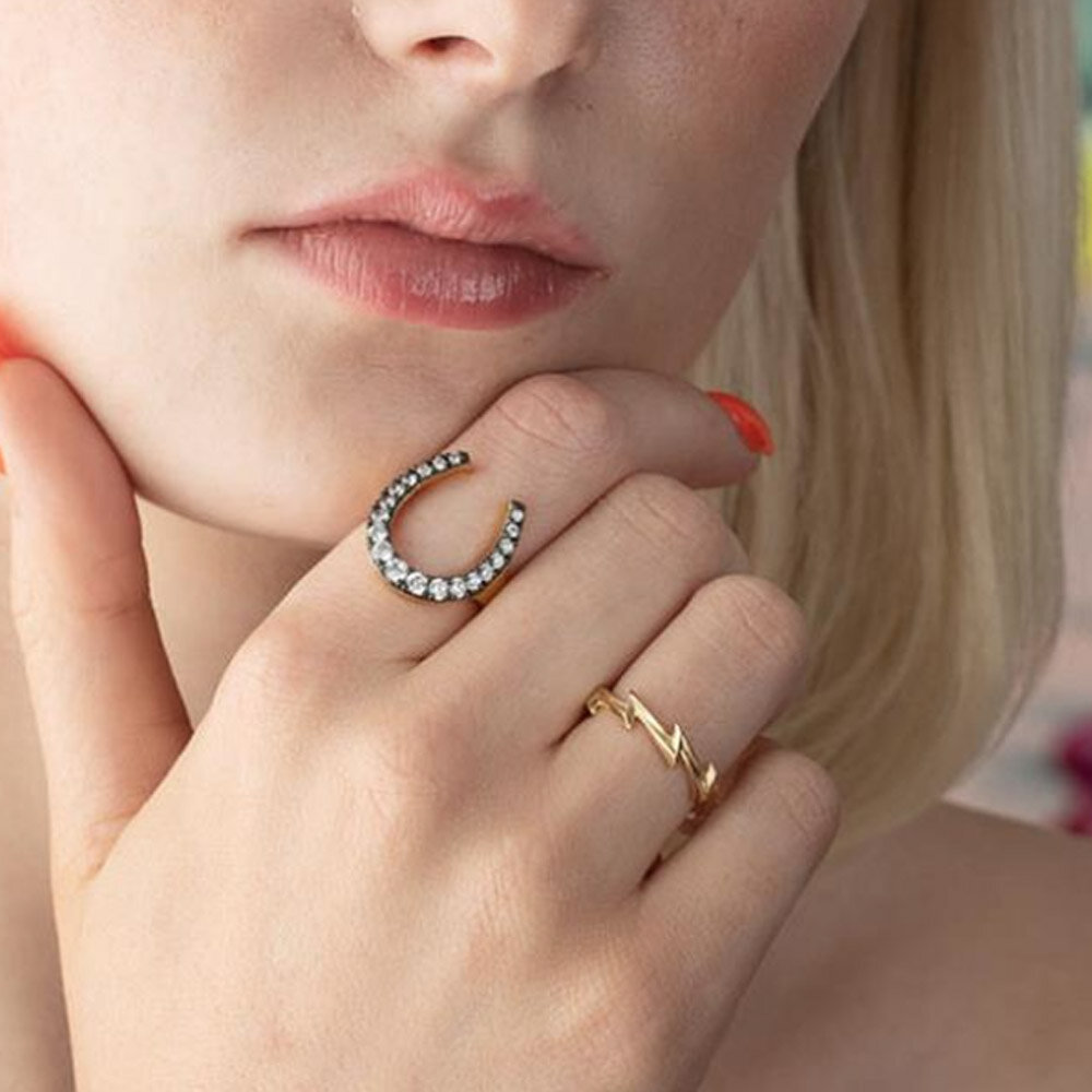 Buy Darkened Silver Stainless Steel Lucky 13 Horseshoe Ring | Inox Jewelry  - Inox Jewelry India