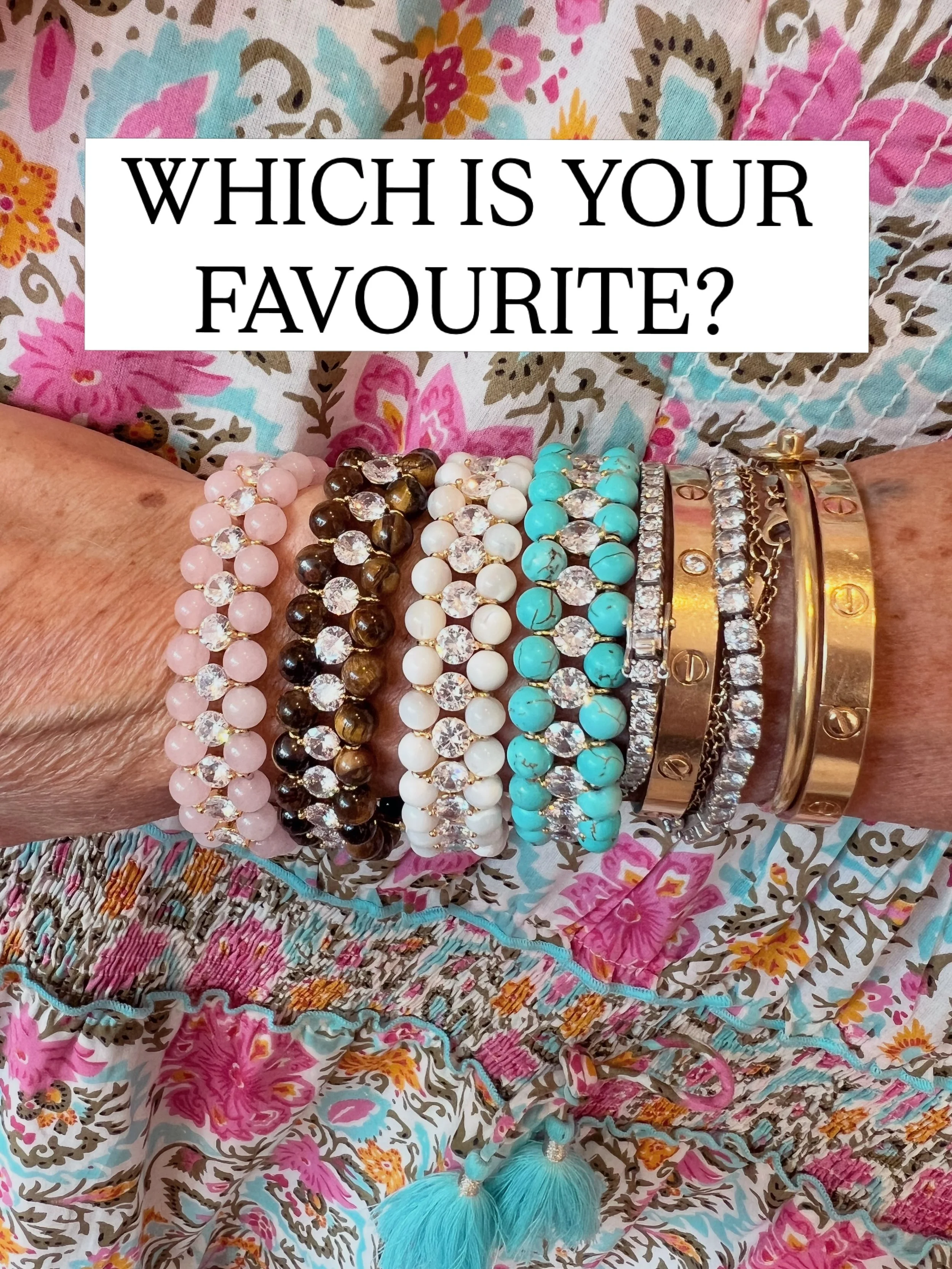 I will never ever tire of beads but there are sadly only a few of the Talis Alabama bracelets left. They will be coming to @burghleyhorsetrials next week so if you have your eye on one now is the time !
Which is you favourite Turqupise, Tigers Eye, M