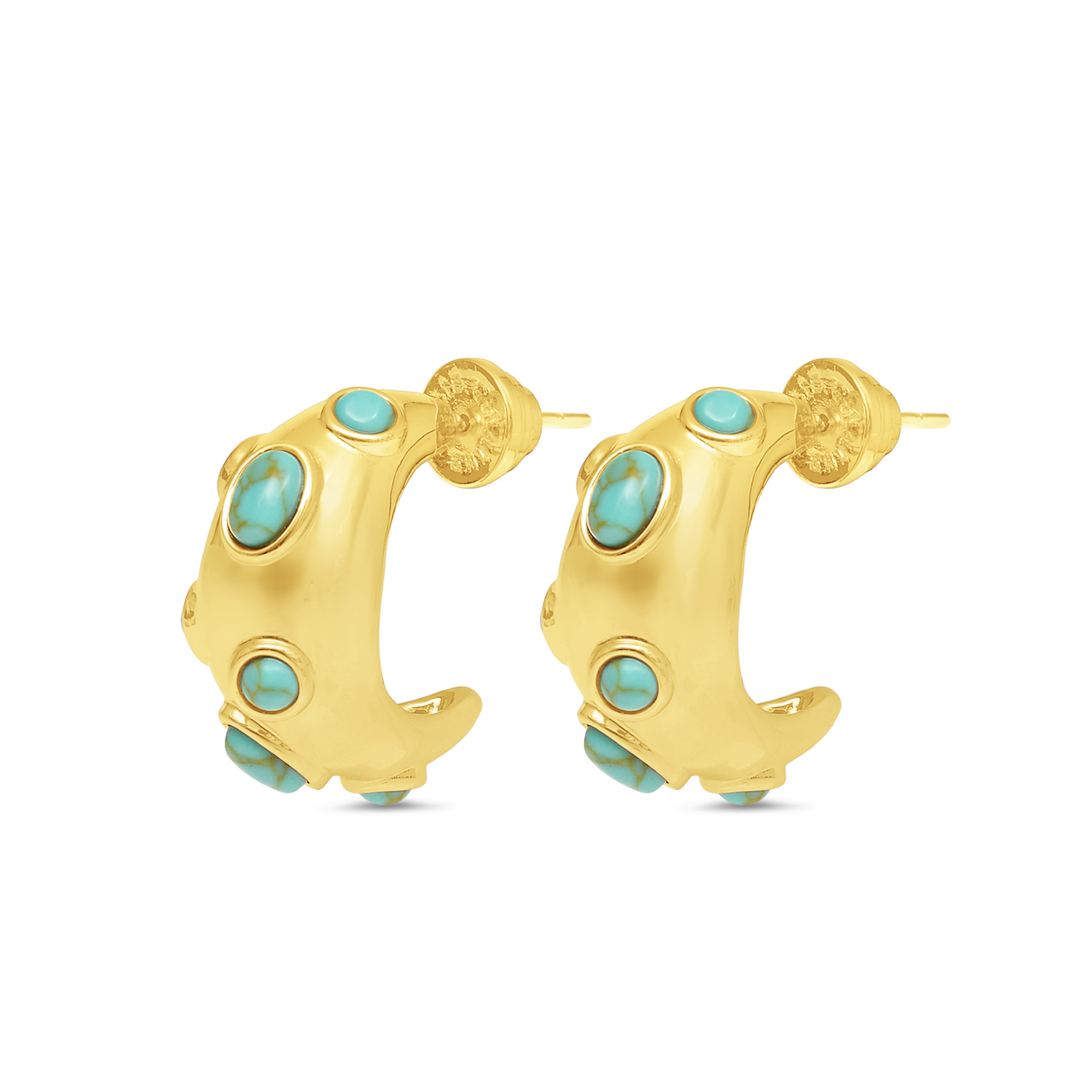 Talis Chains A Slice Of The Moon Hoops- Turquoise