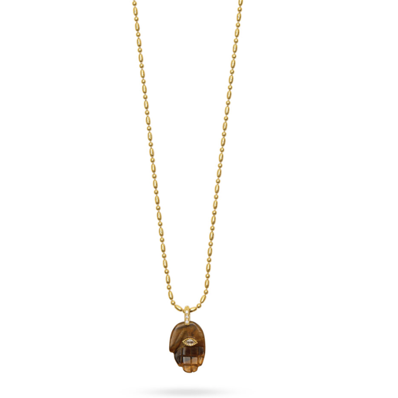 Talis Chains Hamsa Pendant Necklace- Tigers Eye