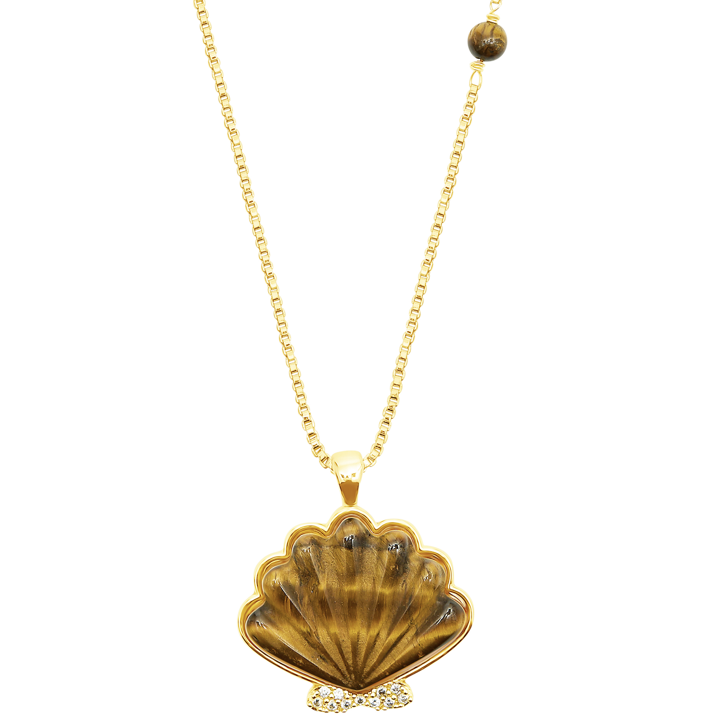 Talis Chains Tigers Eye Shell Pendant