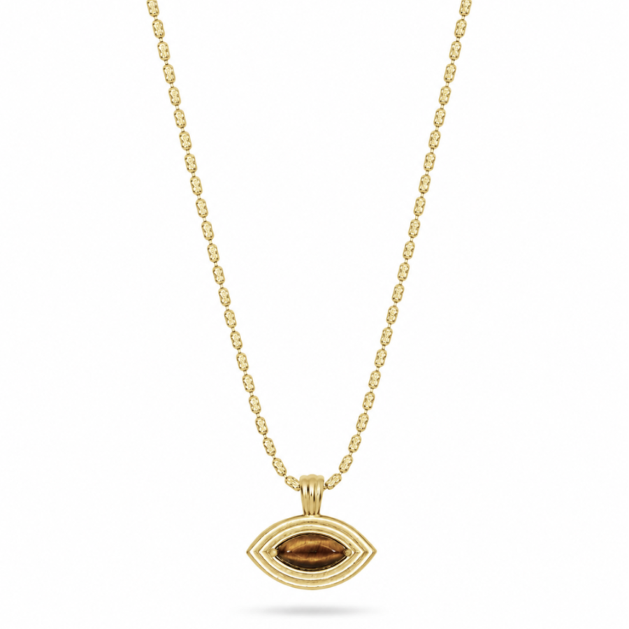 Talis Chains Ridged Eye Pendant Necklace- Tiger’s Eye
