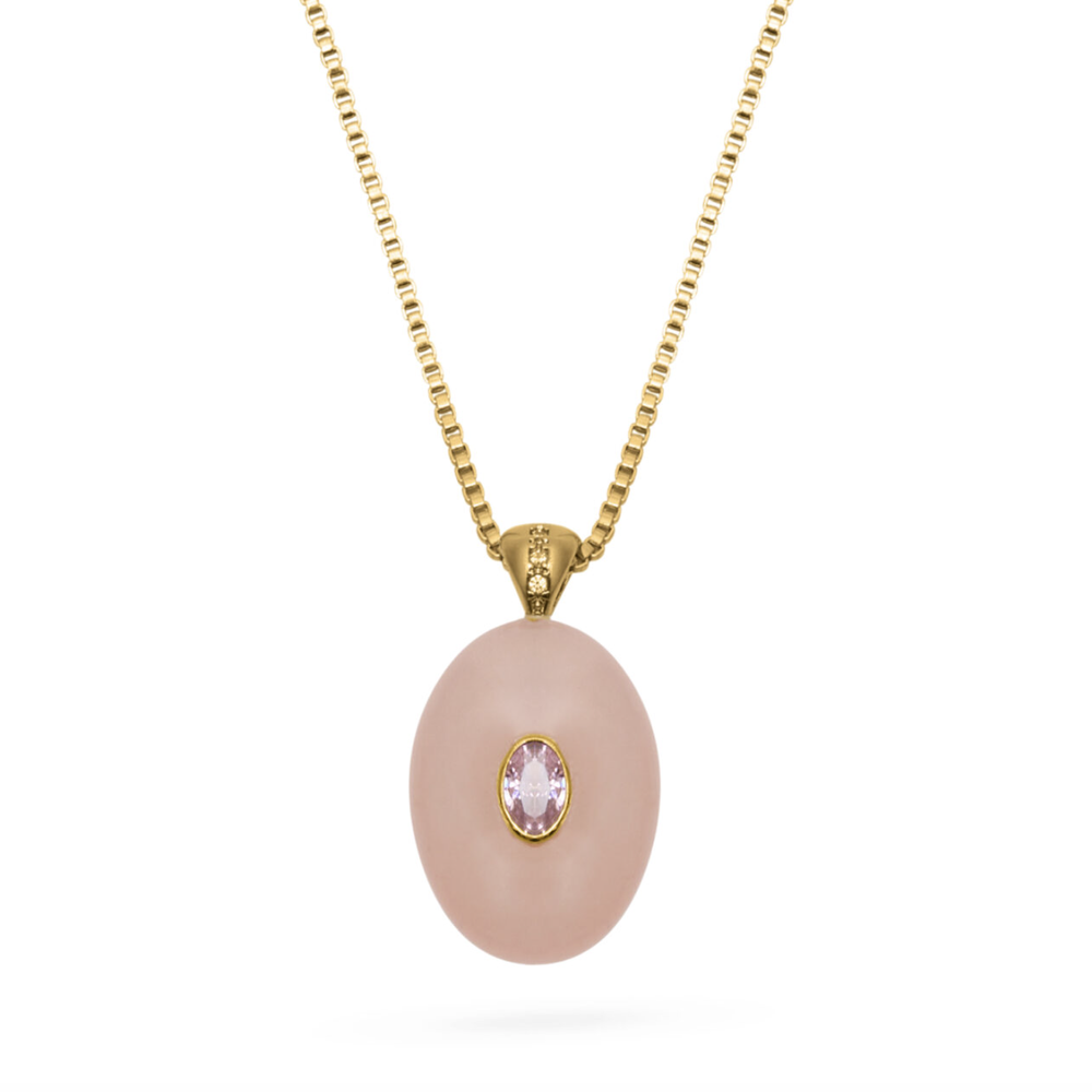 Shop the Talis Chains Pink Jade Oval Stone Pendant Necklace