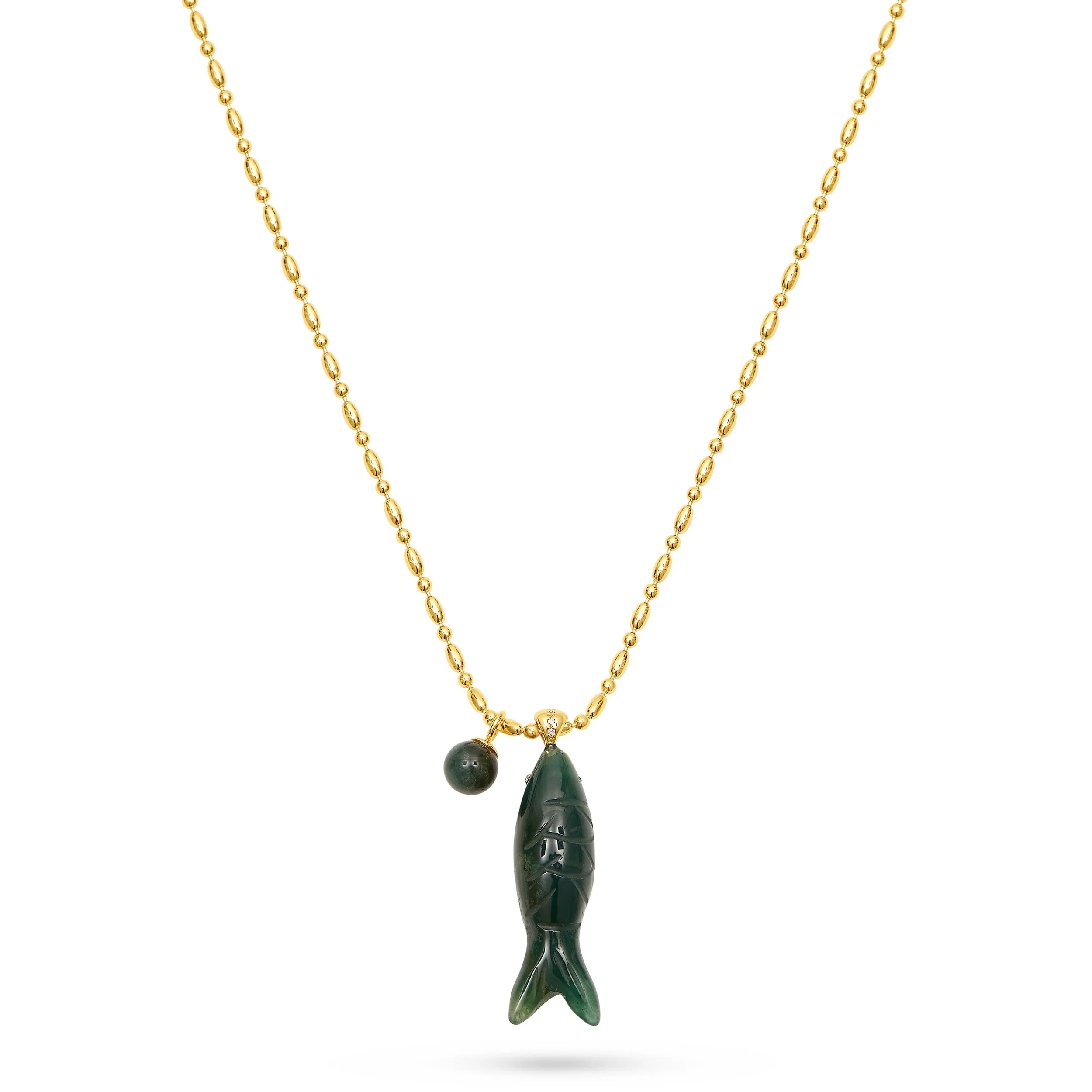 Talis Chains Happy Fish Pendant Necklace- Indian Agate