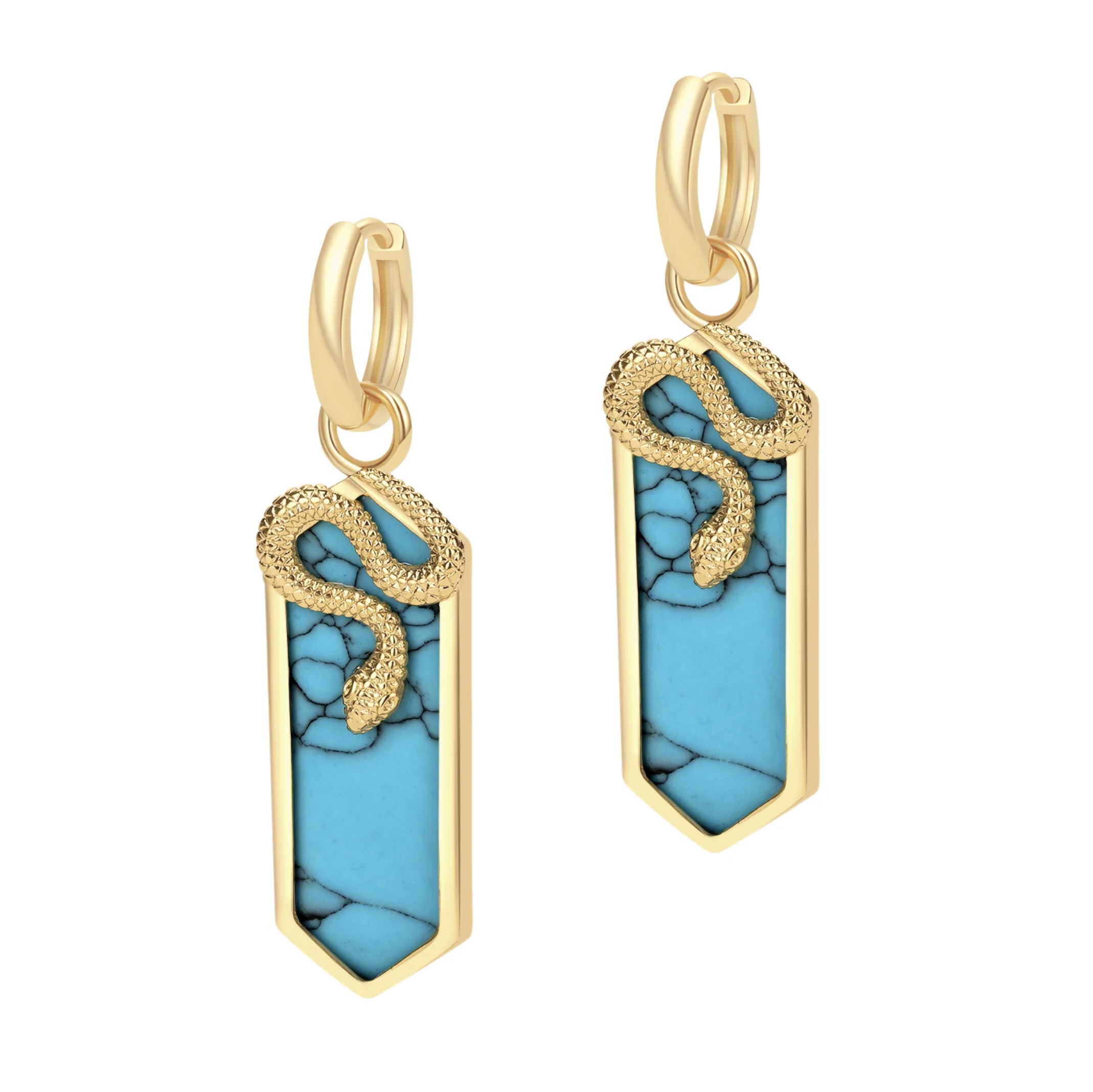 Gold Snake & Turquoise Convertible Earrings