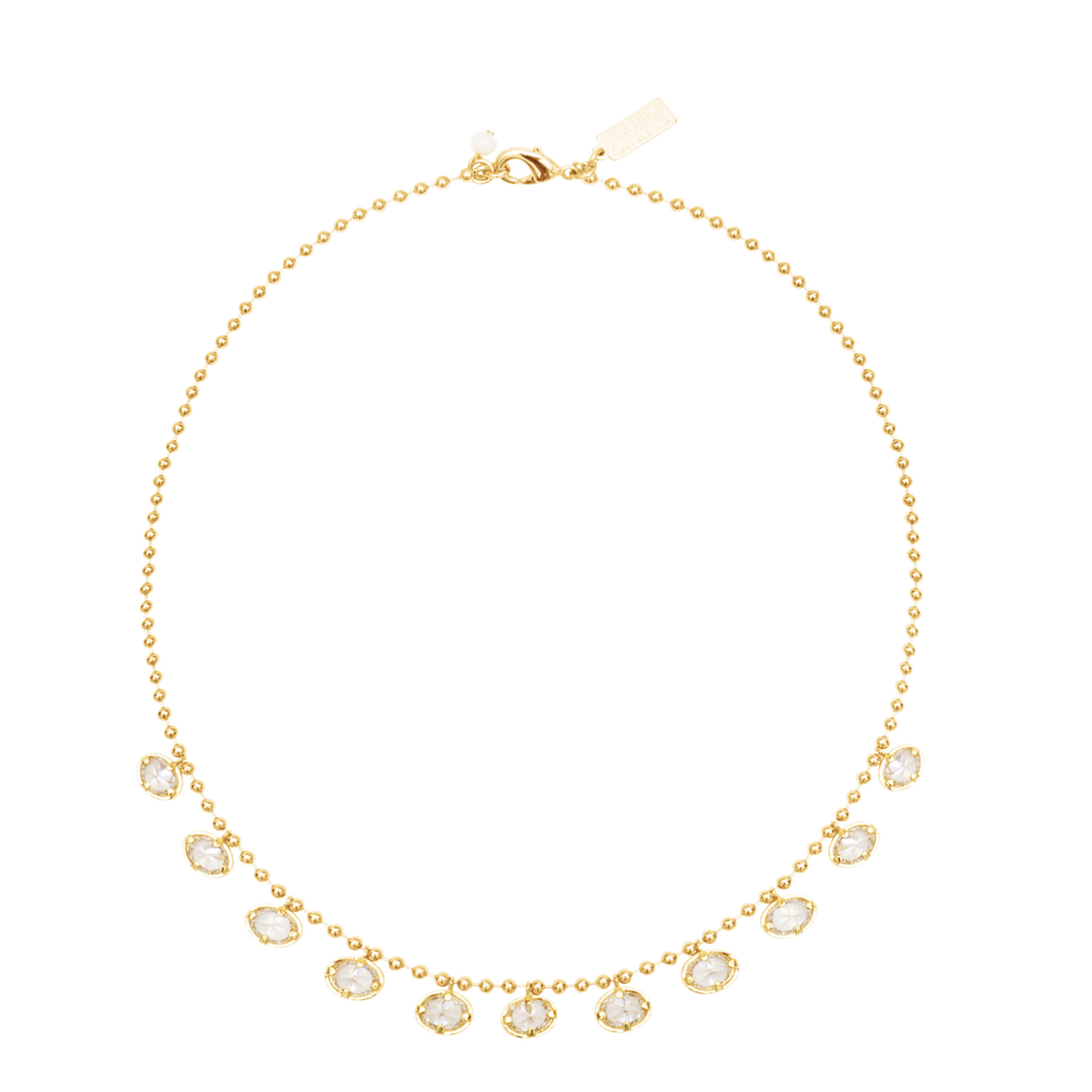 Talis Cubic Zirconia Drop Choker in Gold — Cotton and Gems