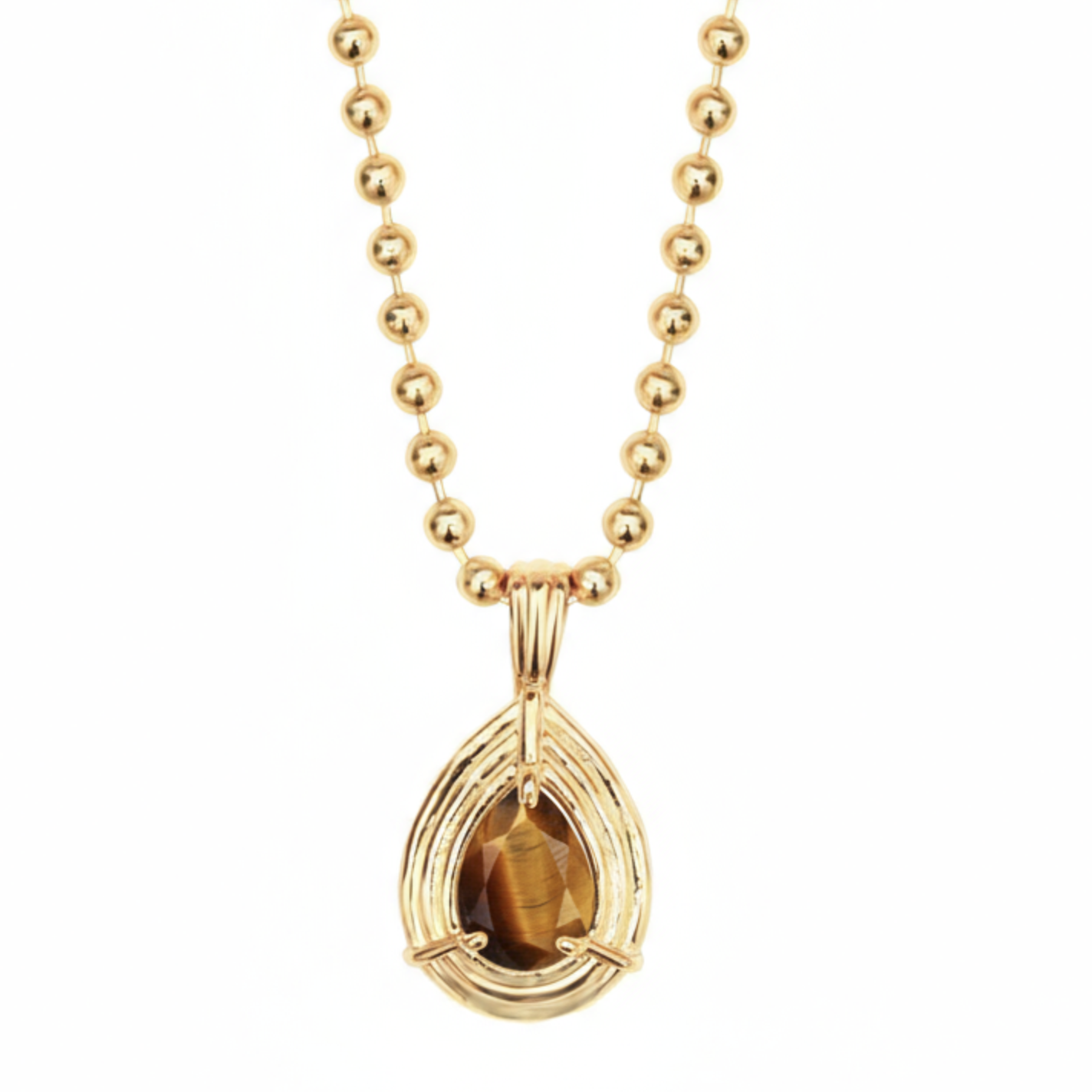 Talis Chains Pear Drop Pendant Necklace- Tiger’s Eye