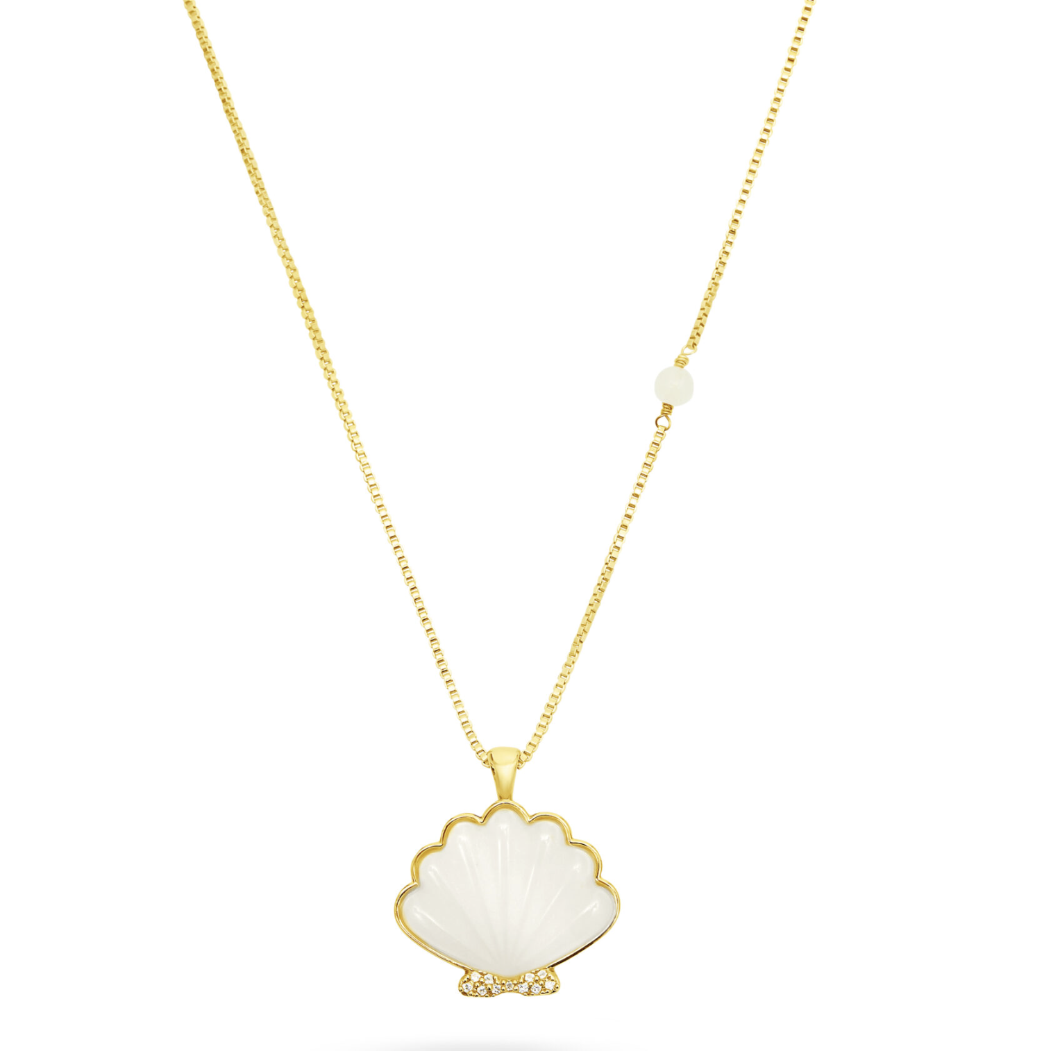Talis Chains White Jade Shell Pendant