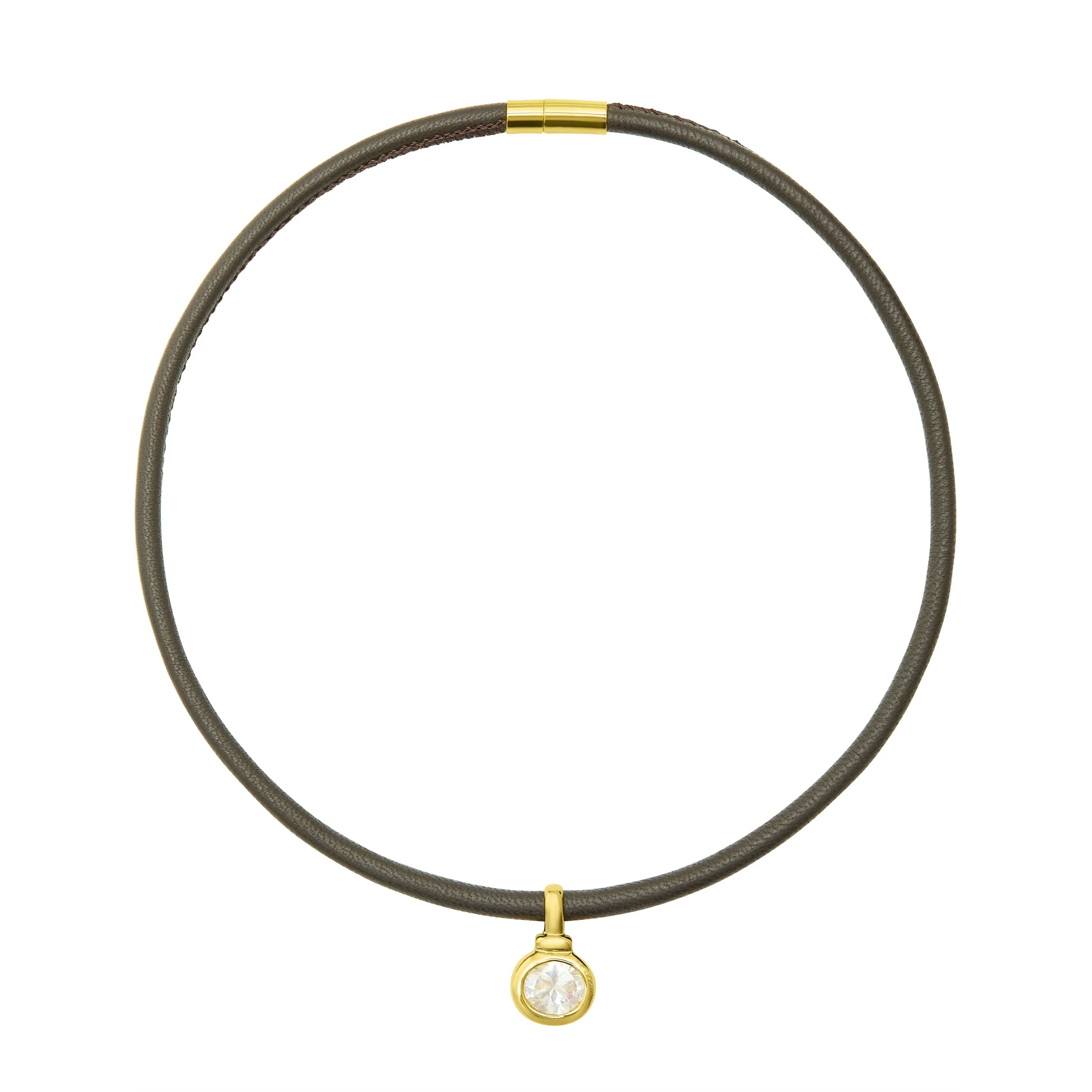 Talis Chains Leather Cord Choker- Cubic Zirconia