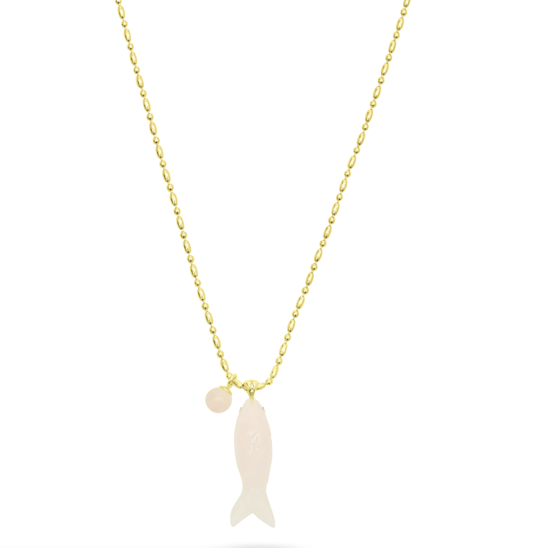 Talis Chains Happy Fish Rose Quartz Necklace