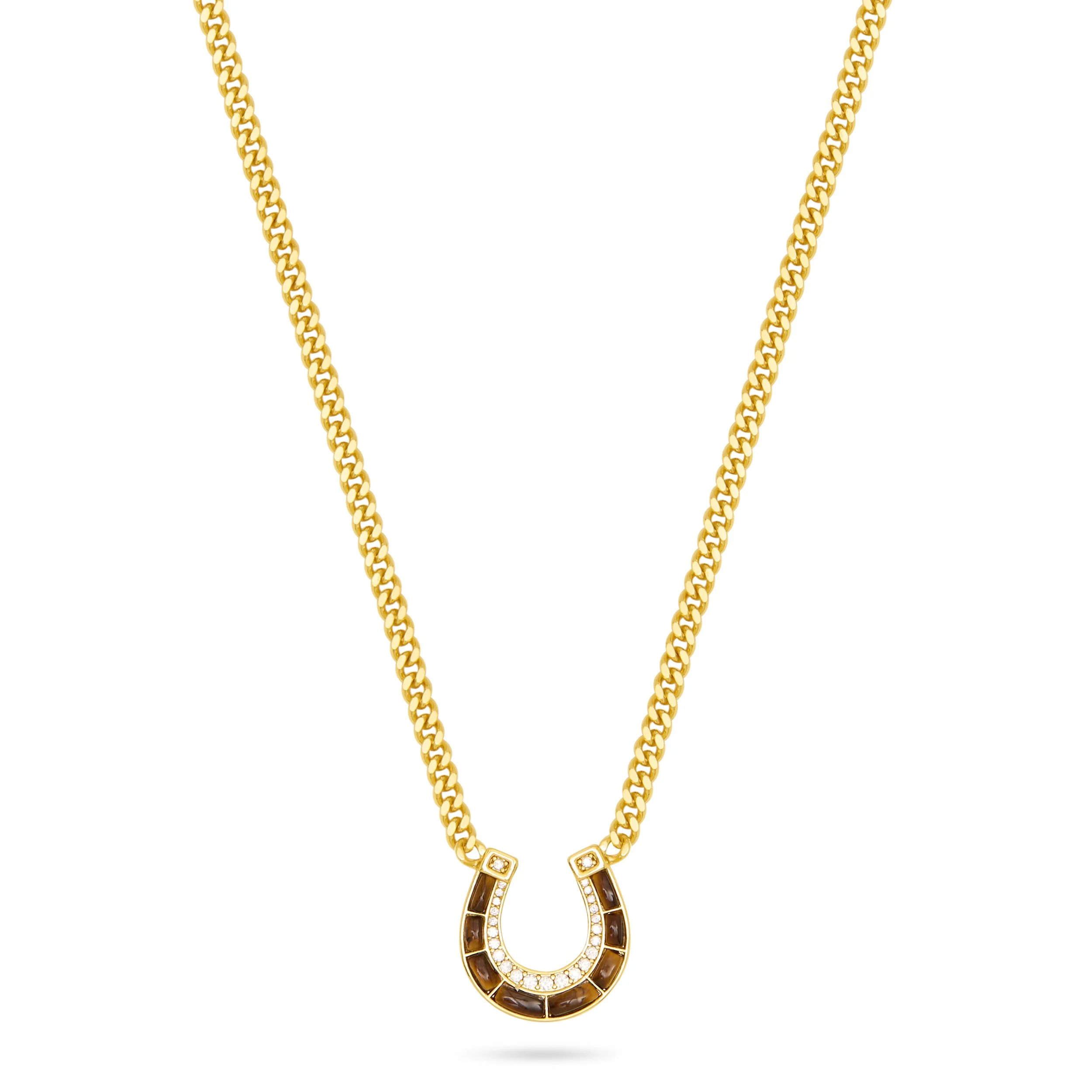 Talis Chains Horseshoe Pendant Necklace- Tiger’s Eye
