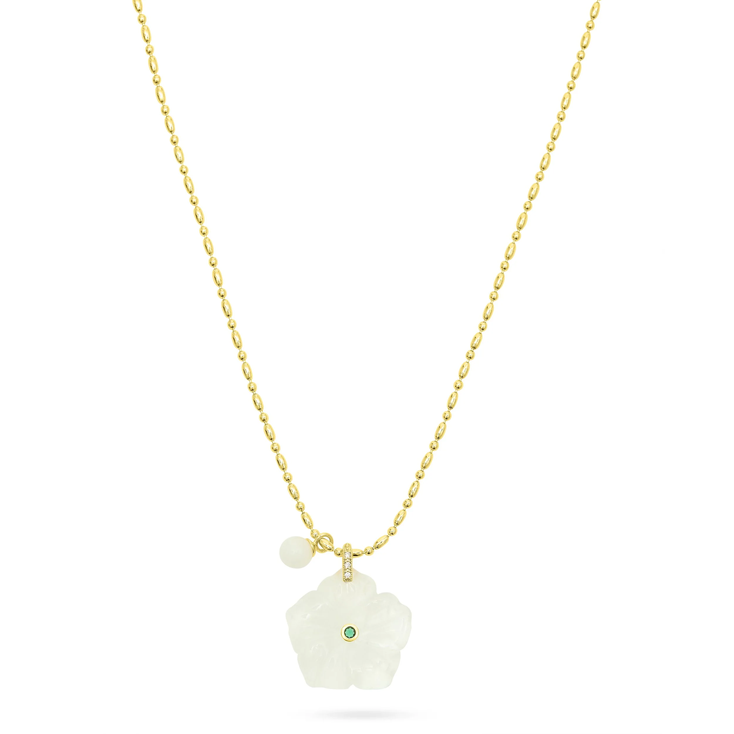 Talis Chains Flower Pendant Necklace- White Crystal