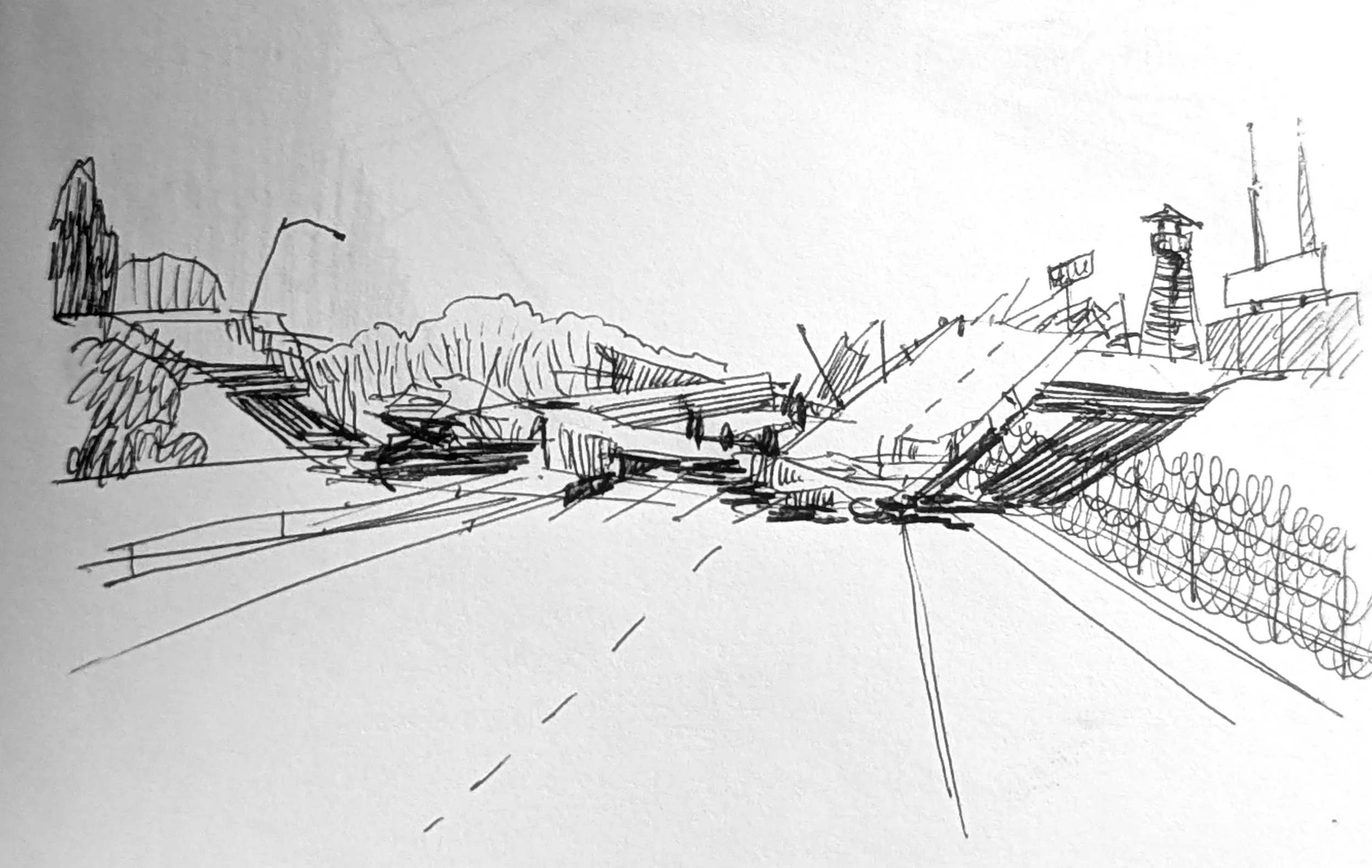 Collapsed bridge
