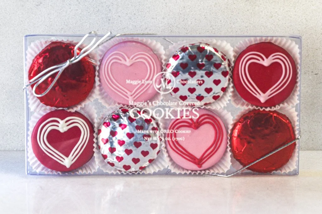 8pc Valentine’s Chocolate Covered Cookies - Drawn Hearts