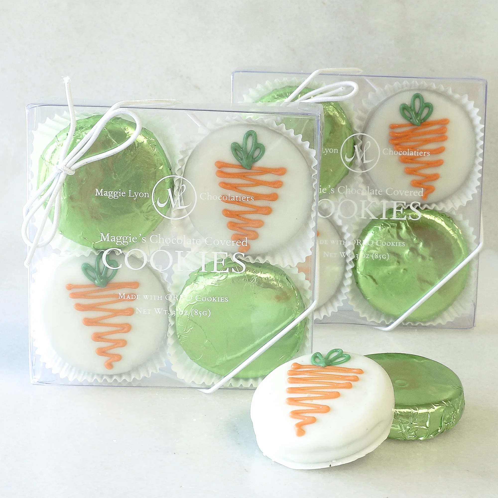 Easter 4pc Chocolate Covered Cookies - Carrot Design