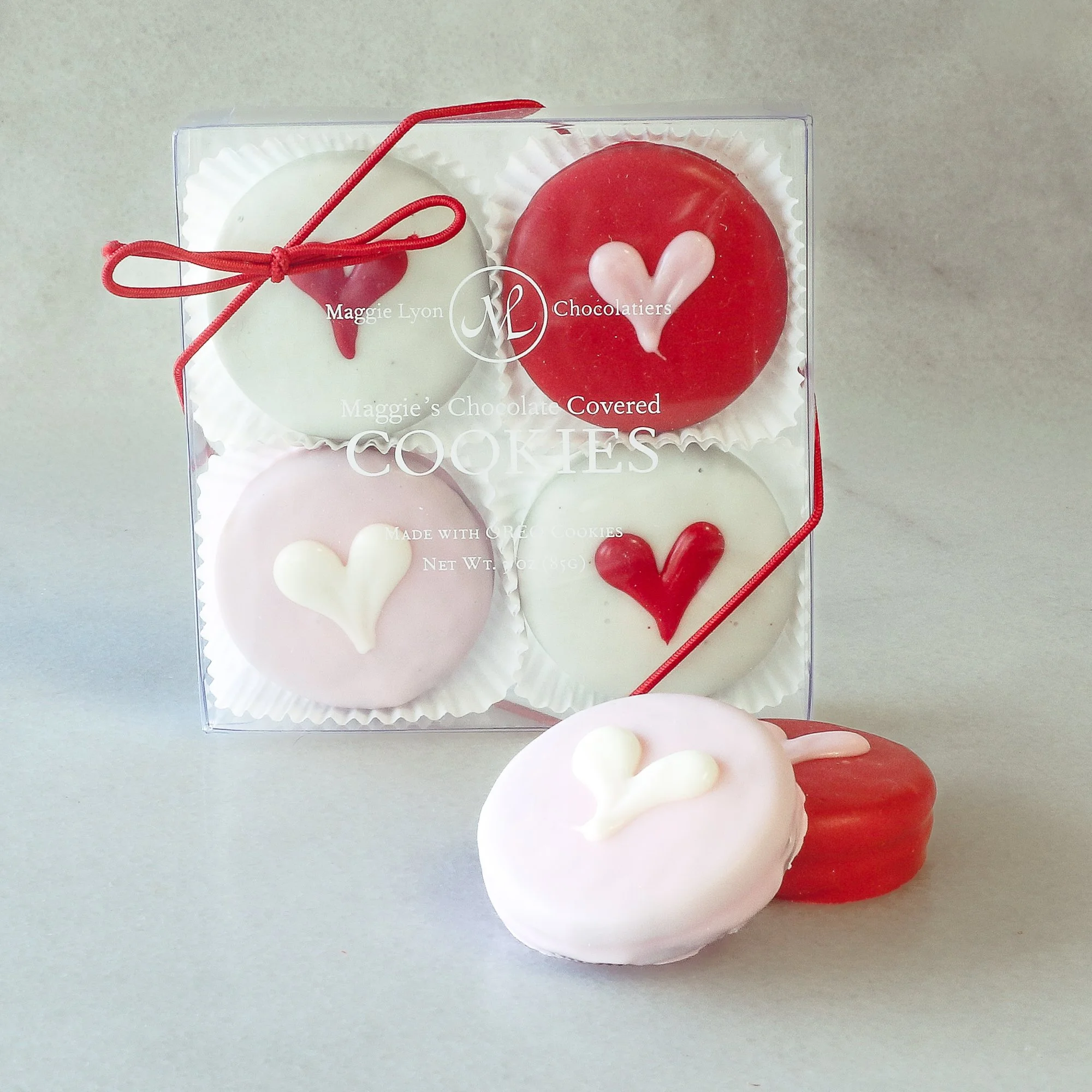 4pc Valentine’s Chocolate Covered Cookies - Hearts