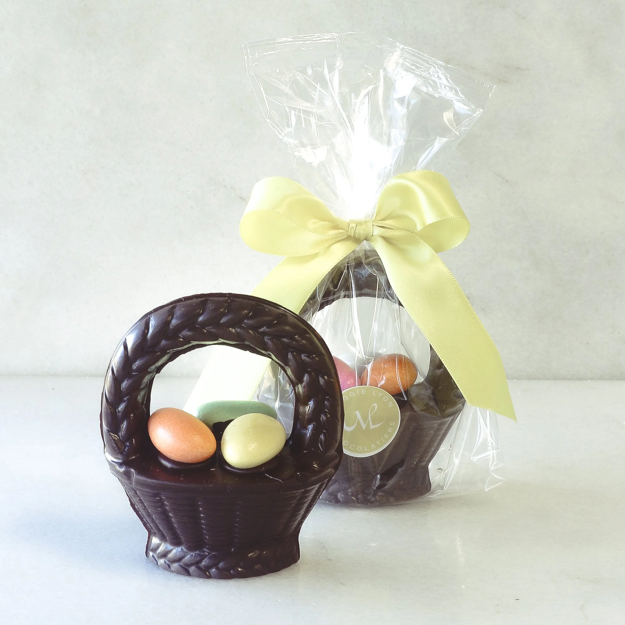 Solid Dark Chocolate Egg Basket with Jordan Almonds