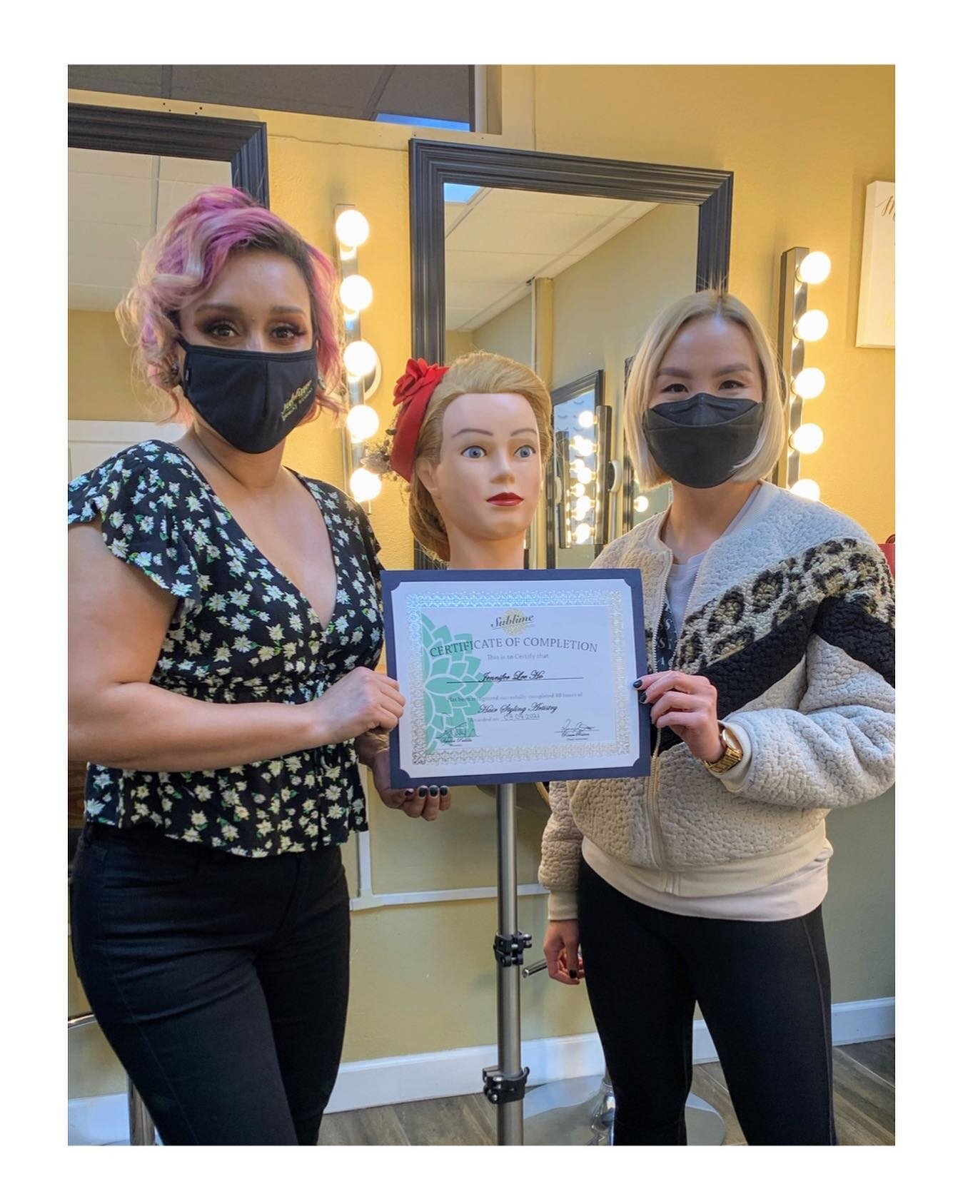 I&rsquo;m so proud to say that finished my bridal hairstyling classes and am now certified!  Hairstyling will always be a work in progress for me, but I&rsquo;m getting there! Biggest thank you to @prettylilrenee for teaching me all your bridal hair 