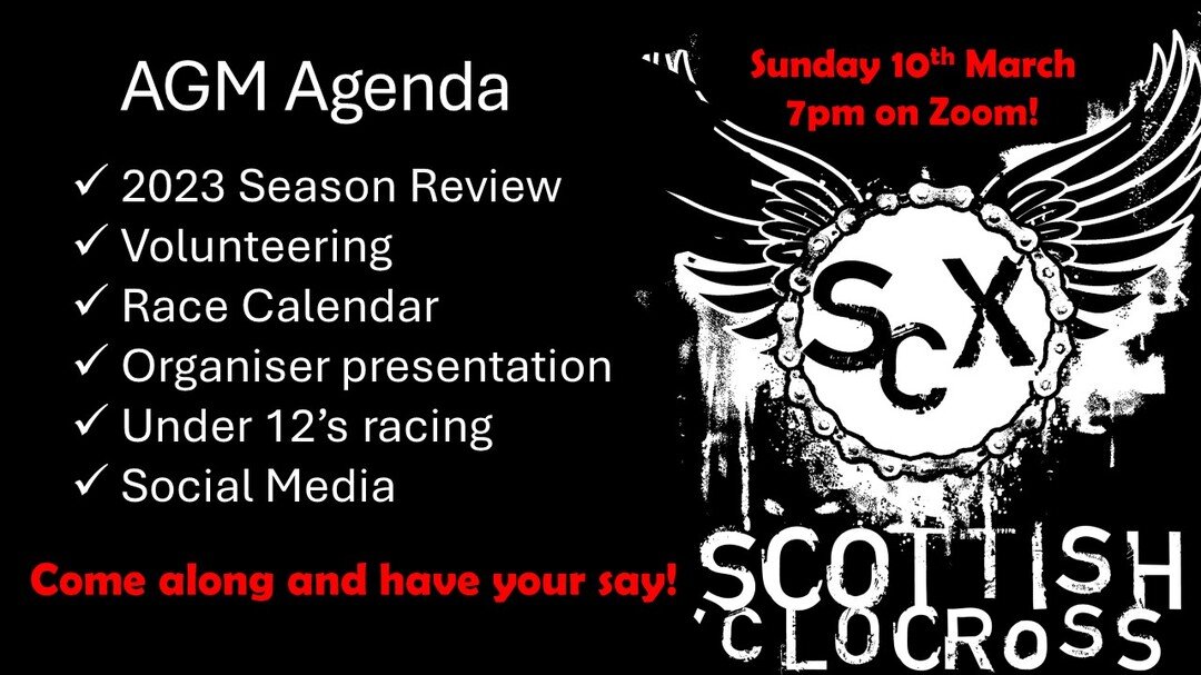 SCX AGM THIS SUNDAY!!!
If you haven't done so already please remember to sign up to attend the SCX AGM.
It's taking place this week, 7pm on Sunday 10th March to be precise, and it's on Zoom so you don't need to travel anywhere.
We're going to get thr