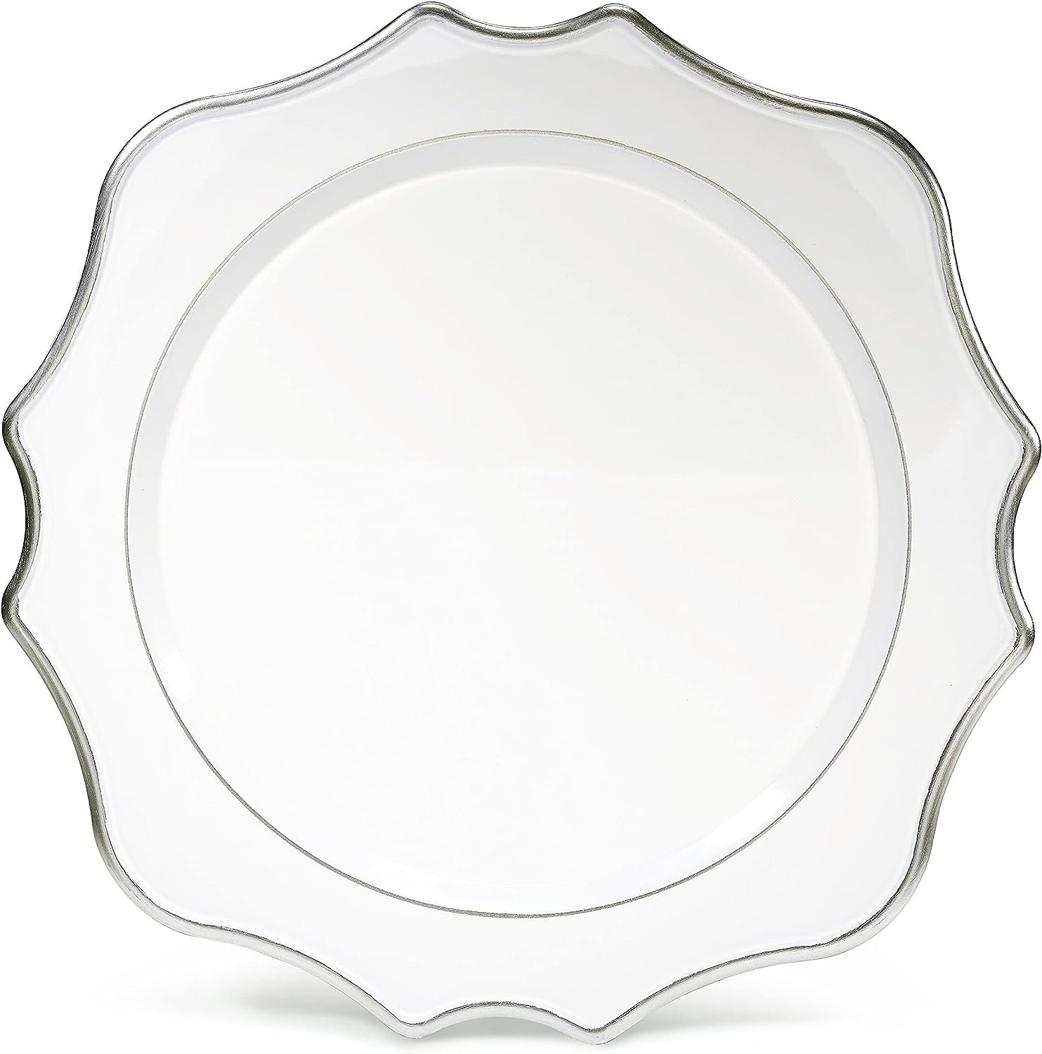 Silver and White Scalloped Acrylic Charger Plate - $1.50