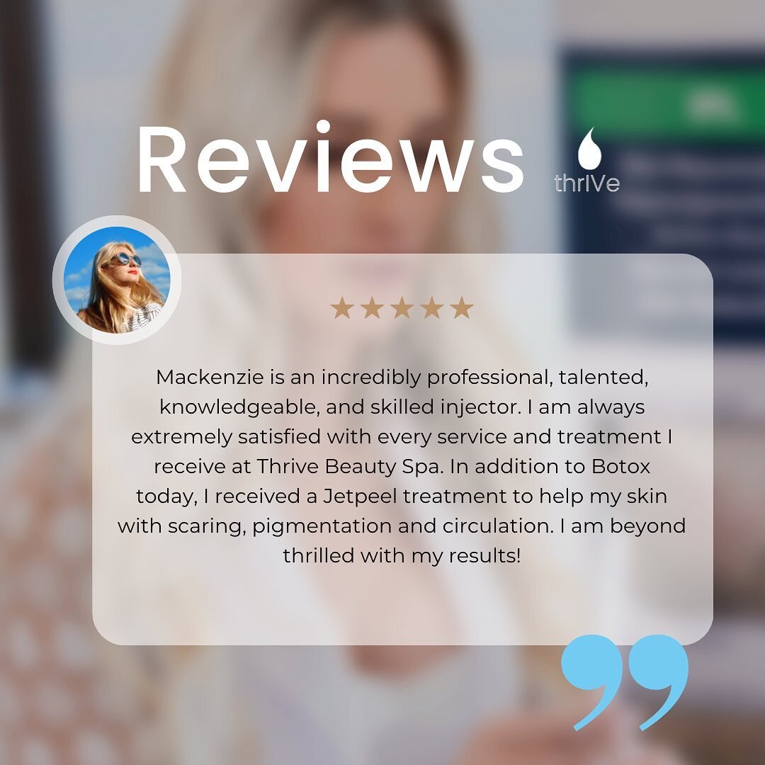 We 🅃🄷🅁🄸🅅🄴 when you are happy! 💧

It always makes our day when we read how our clients truly feel about their visit to our spa!!!🙌

We love to hear all feedback! &hellip;We are always striving to be the best that we can be for our clients!💉

