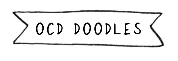 Hand-drawn banner logo with the text OCD Doodles in black uppercase lettering.