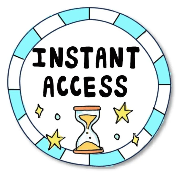 Instant Access icon with an hourglass inside a circular badge.