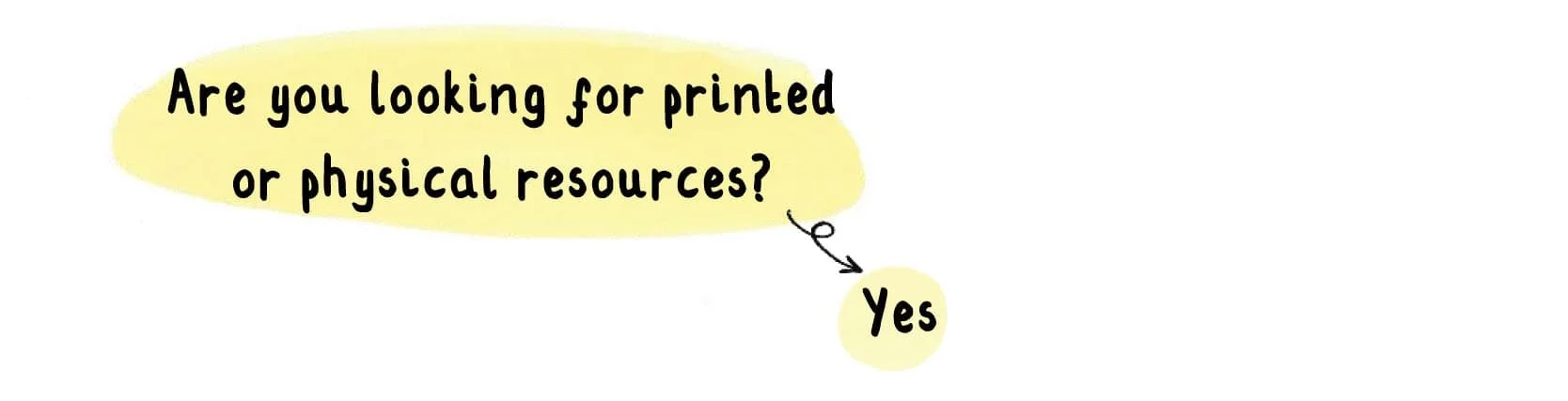Hand-drawn prompt asking if the user is looking for printed or physical OCD Doodles resources.