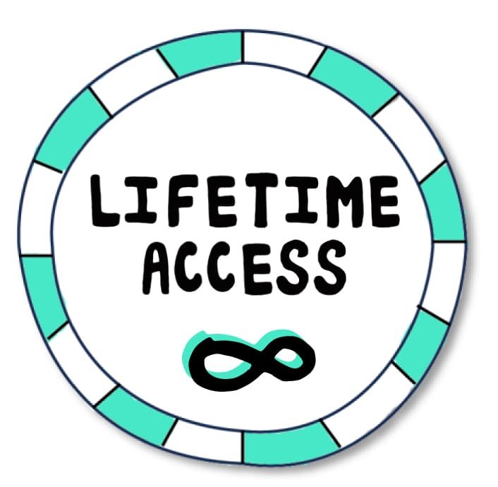 Hand-drawn badge reading “Lifetime Access” for personal use OCD Doodles resources.