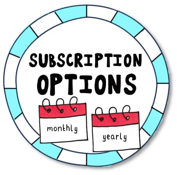 Subscription Options icon with monthly and yearly calendar symbols inside a circular badge.