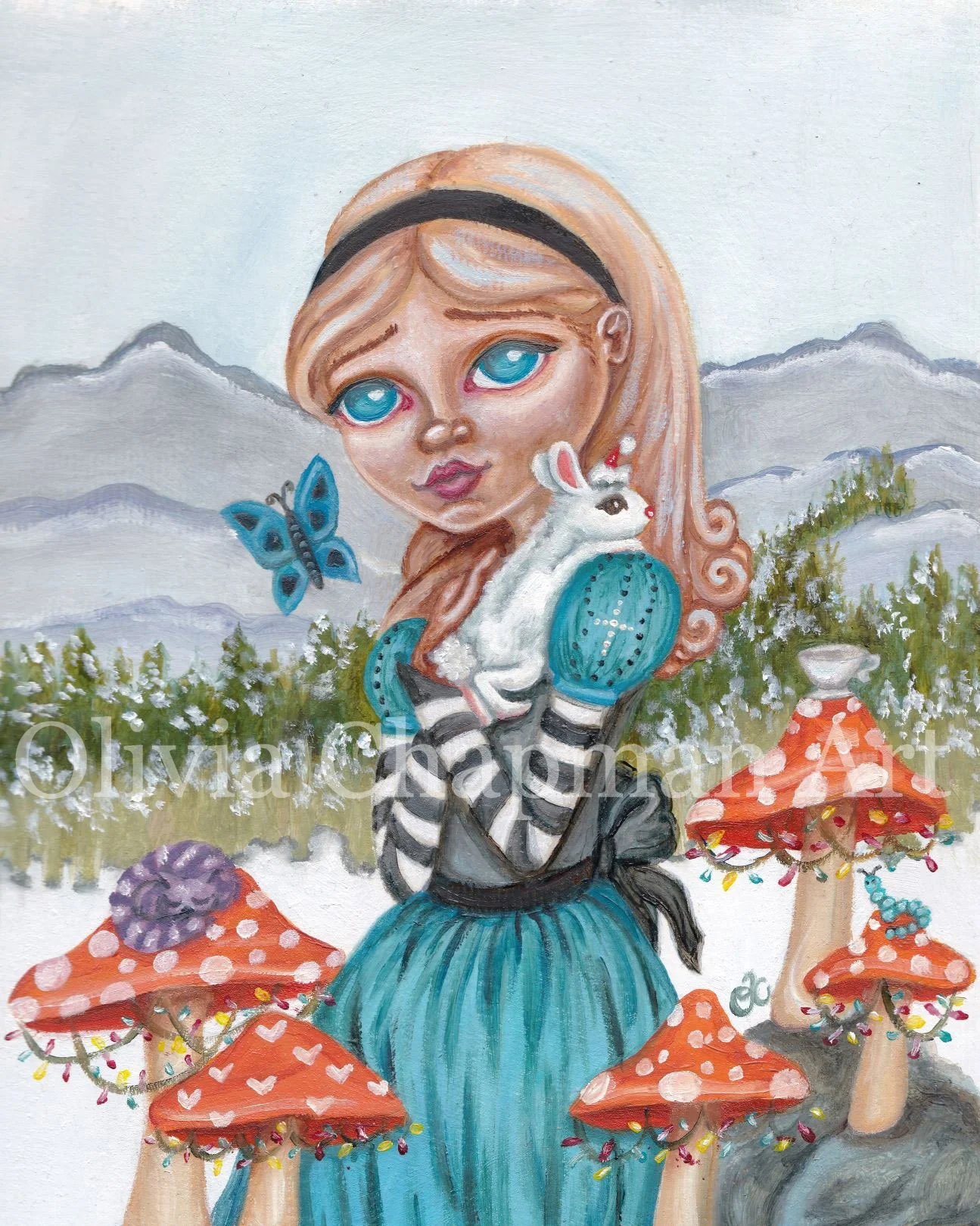 Alice in Winter Wonderland, 8" x 10," Oil on gessoed paper