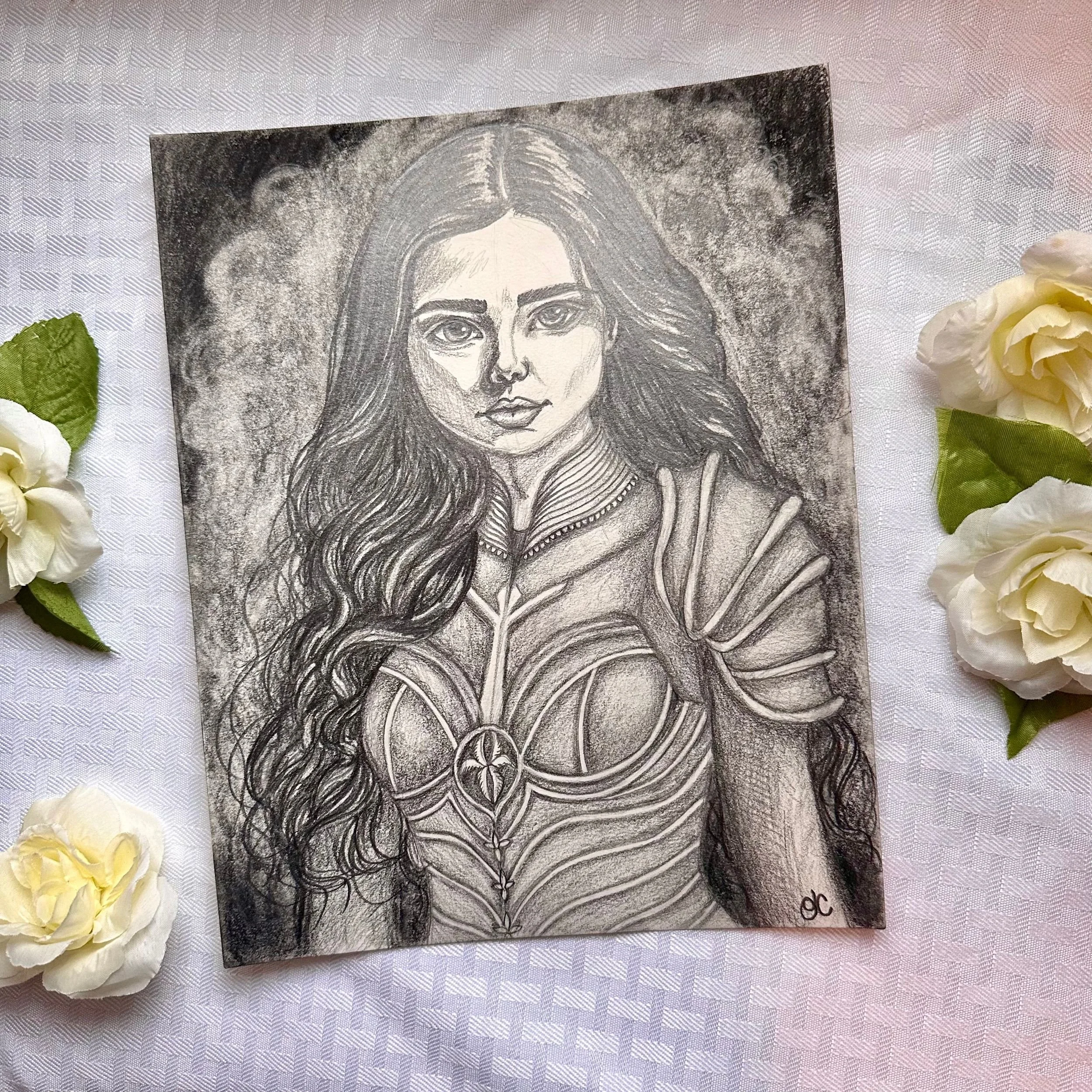 Warrior Woman, Original Graphite Drawing