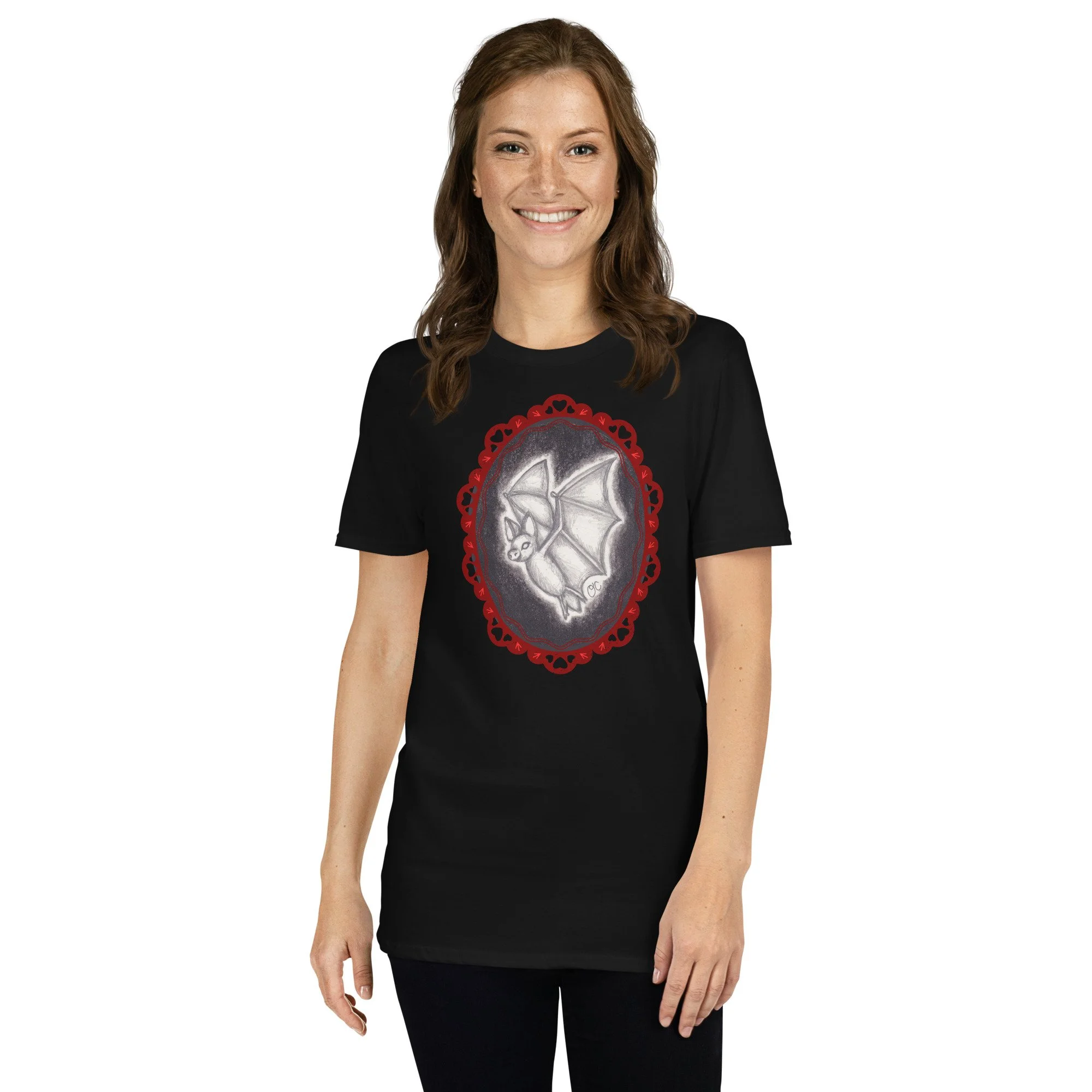 Gothic Flying Bat Cameo Unisex T-Shirt