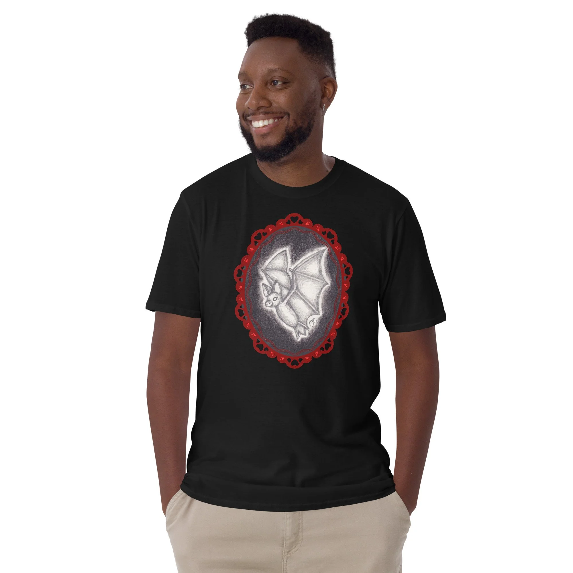 Gothic Flying Bat Cameo Unisex T-Shirt