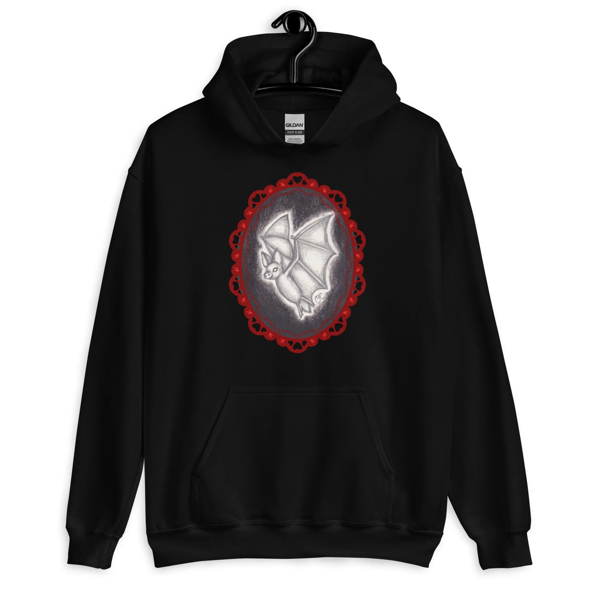 Gothic Flying Bat Cameo Unisex Hoodie