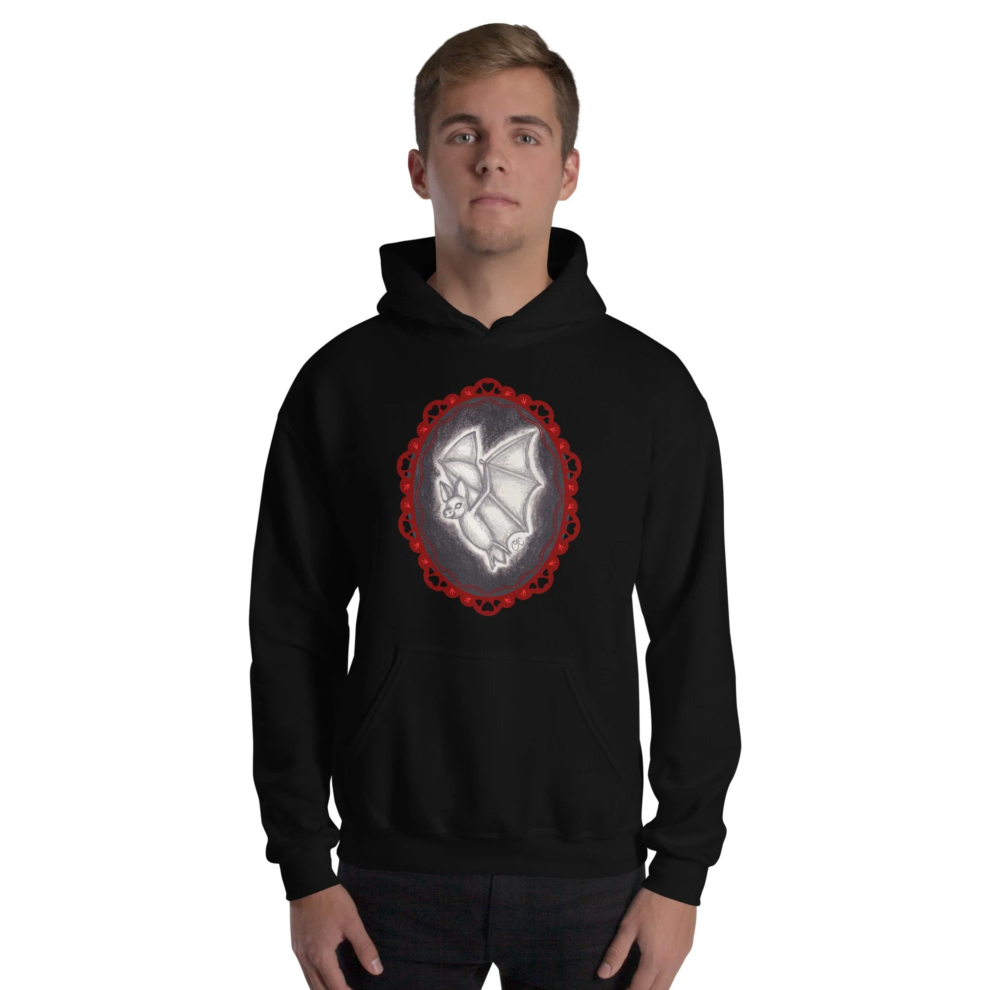 Gothic Flying Bat Cameo Unisex Hoodie