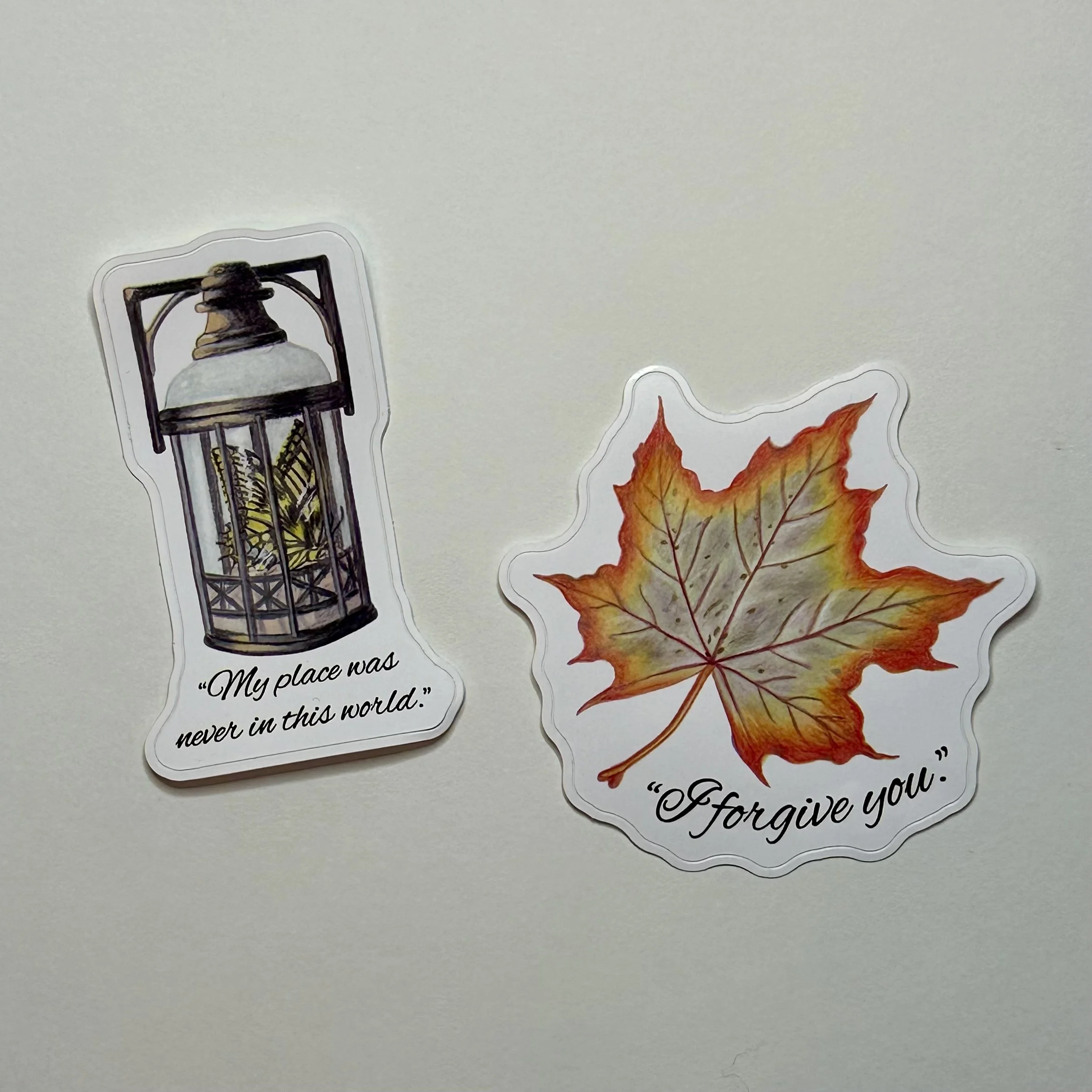 Frankenstein maple leaf and butterfly stickers