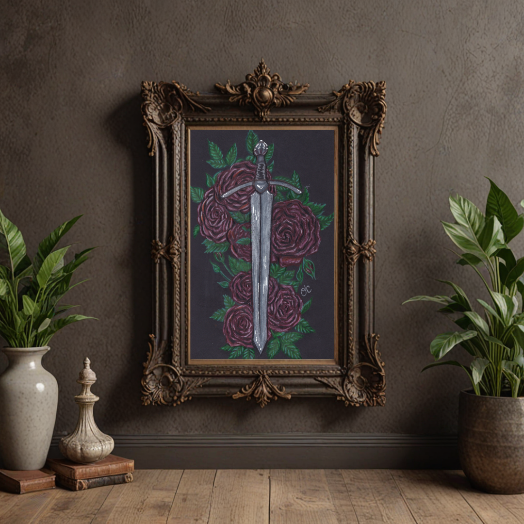Sword with Roses Original Artwork