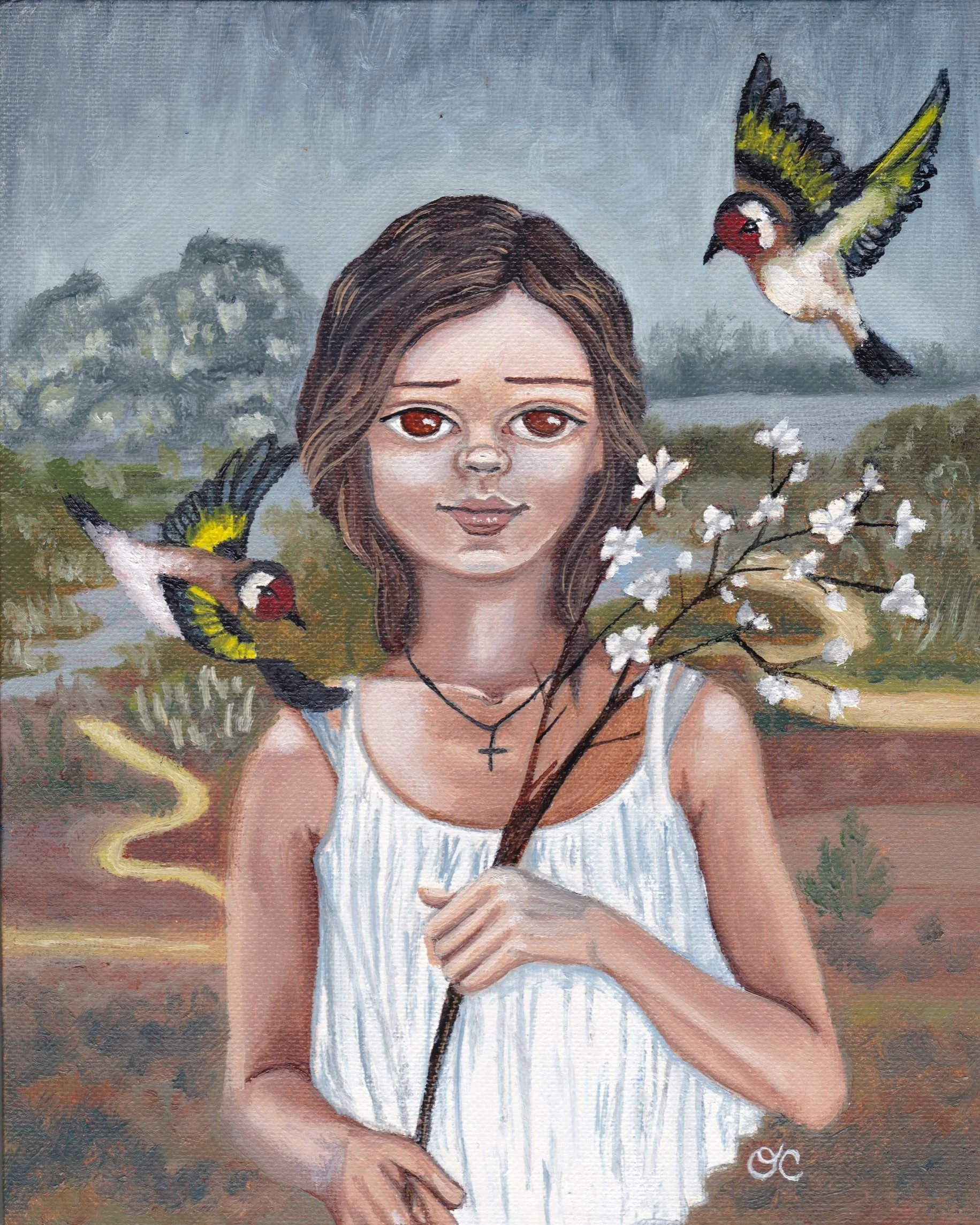 Tale of the Goldfinch, 8" x 10," Oil on canvas panel