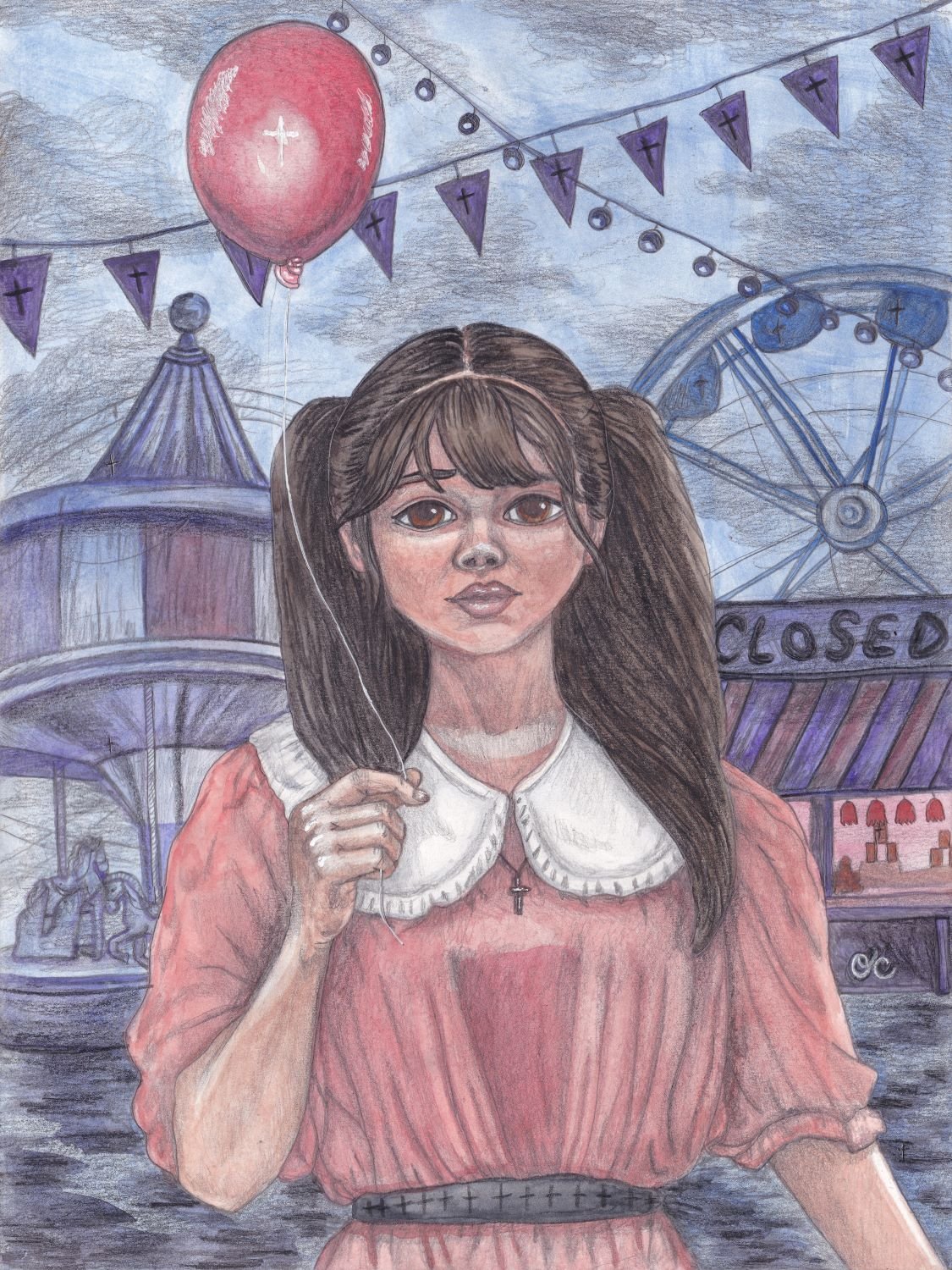 Dark Days, Original Mixed Media Carnival Art