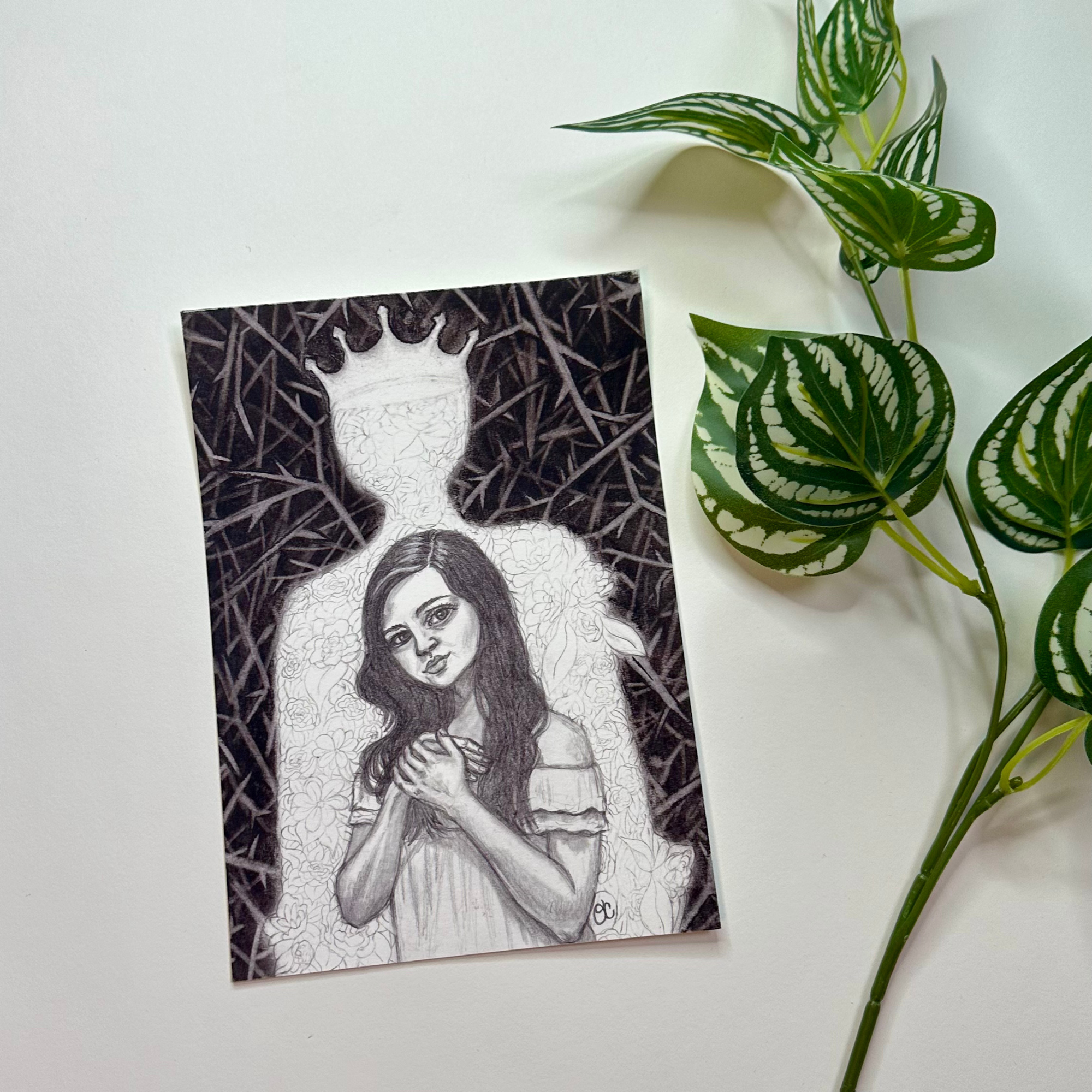 Briar Rose, Gothic Grayscale Postcard Art Print