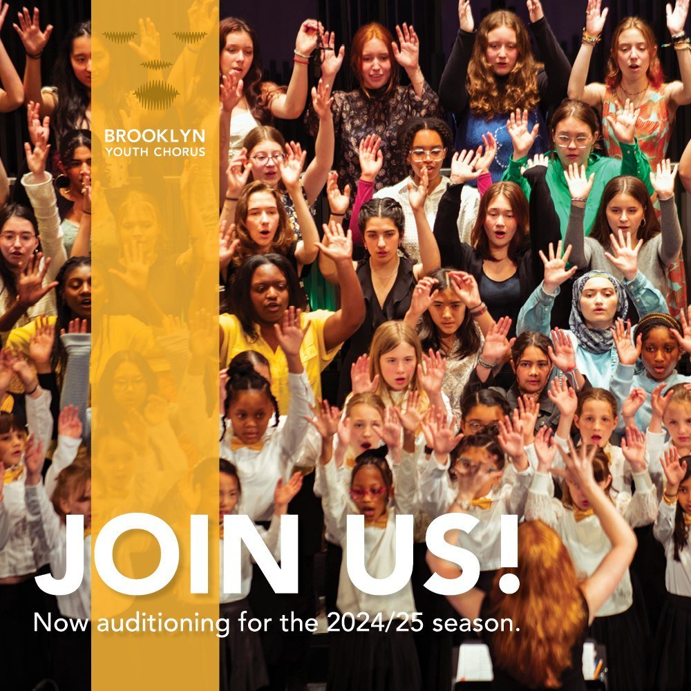 ARE YOU READY TO SING? 🎤 🎵 

Brooklyn Youth Chorus is holding auditions for the 2024/25 season. Children who will be ages 7-18 during the 2024/25 school year are eligible to audition.

**Upcoming Auditions**
Thursday, May 2, 2024 / 3:30-5:30PM
Frid