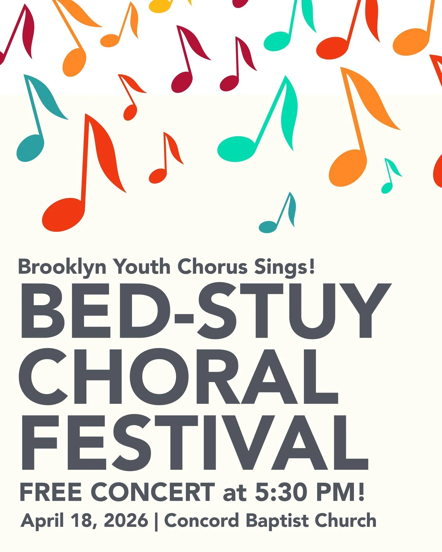 ✨ Brooklyn, come experience an unforgettable evening of song! ✨

This is your invitation to the grand finale of the inaugural Bed-Stuy Choral Festival at the historic Concord Baptist Church.

Witness the power of young voices united in song! The publ