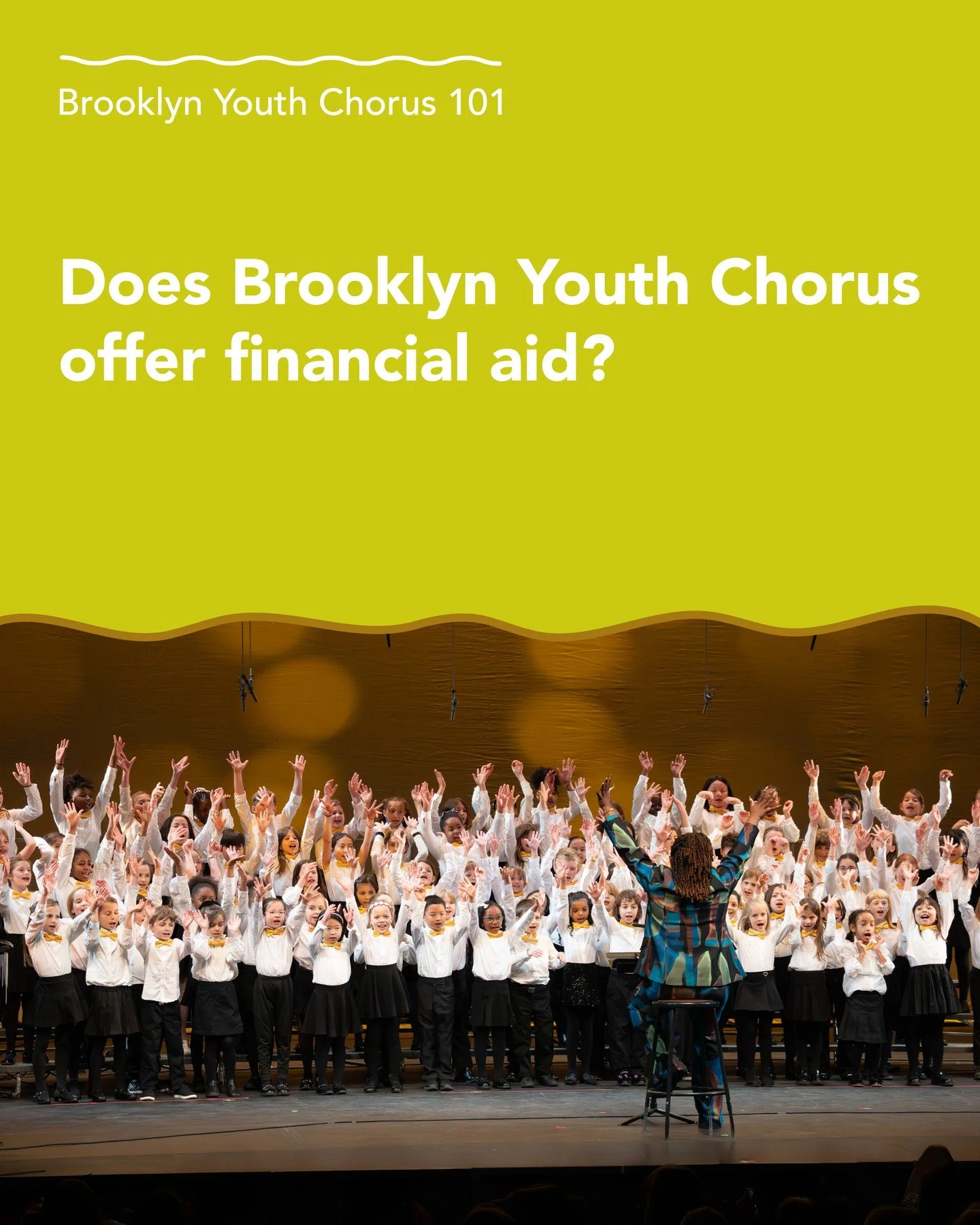 Does Brooklyn Youth Chorus offer financial aid? The short answer: yes, absolutely. 💛

We believe every child who loves to sing belongs in our community, regardless of their family&rsquo;s budget. If cost is something you&rsquo;ve been wondering abou