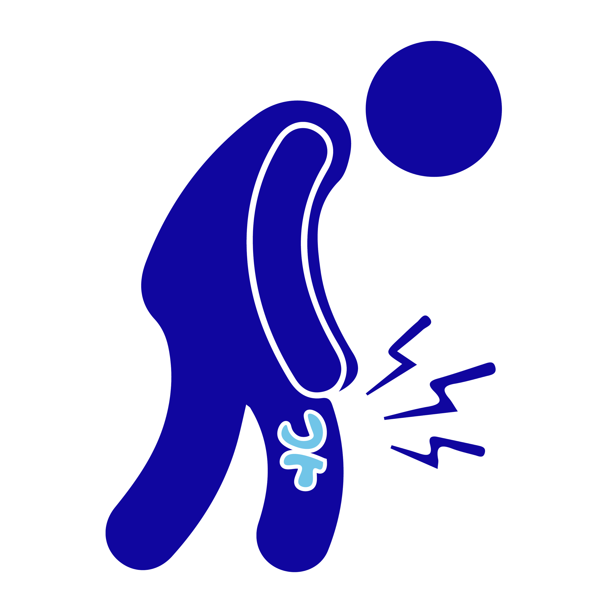 Ícone representativo de pessoa com prótese no joelho, sentindo dor