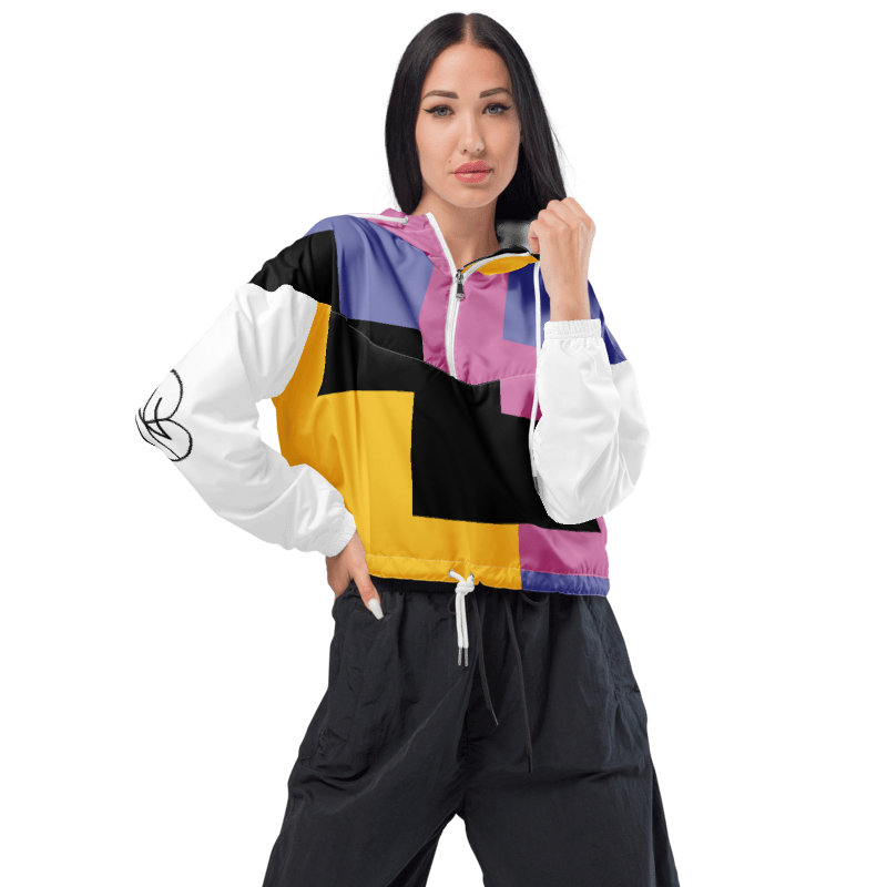DNB Vibrant Geometric Patchwork Cropped Jacket