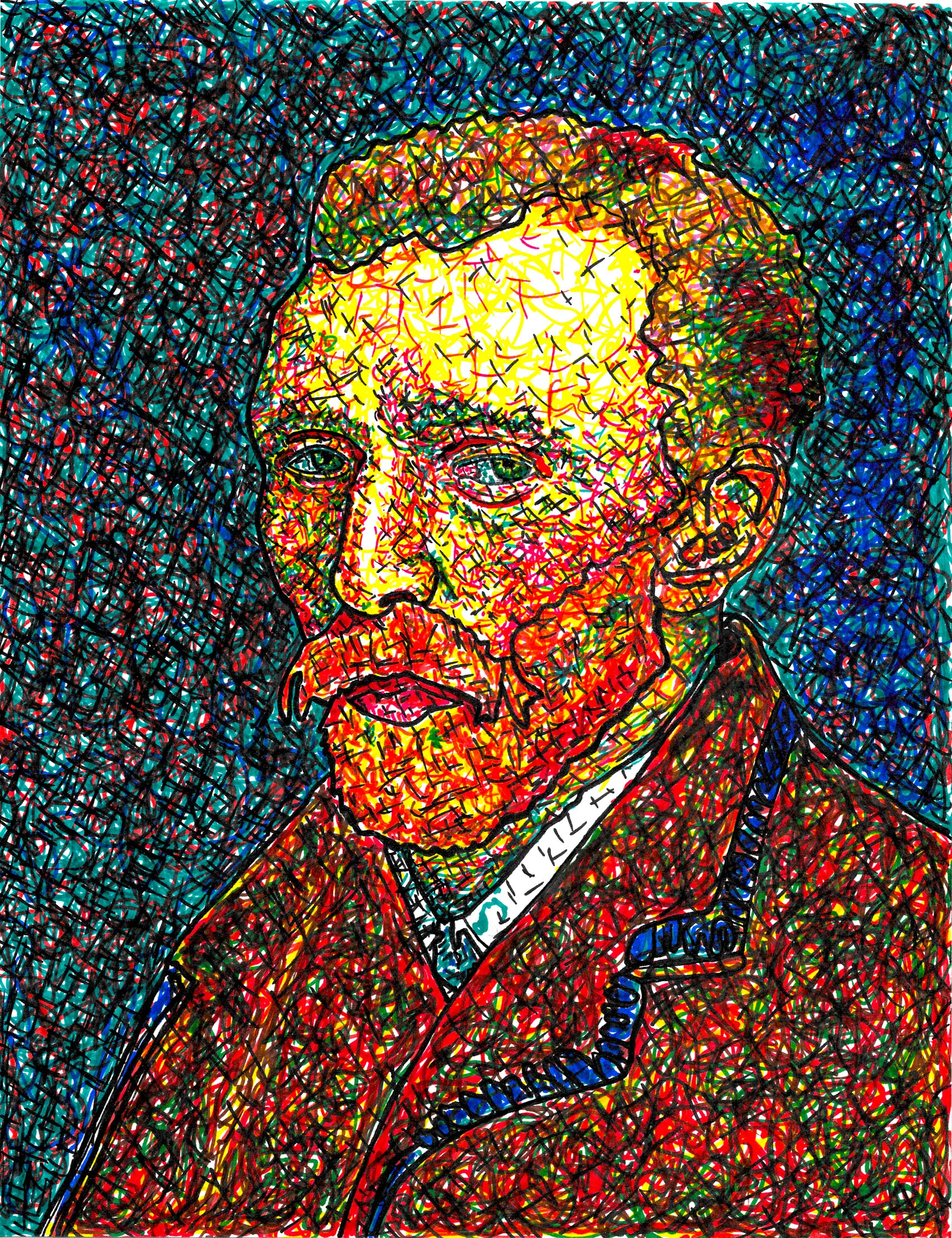 Van Gogh's Self Portrait - Marker on paper - 11 x 8.5 inches / 27.94 x 21.59 cm - 2019 - SOLD